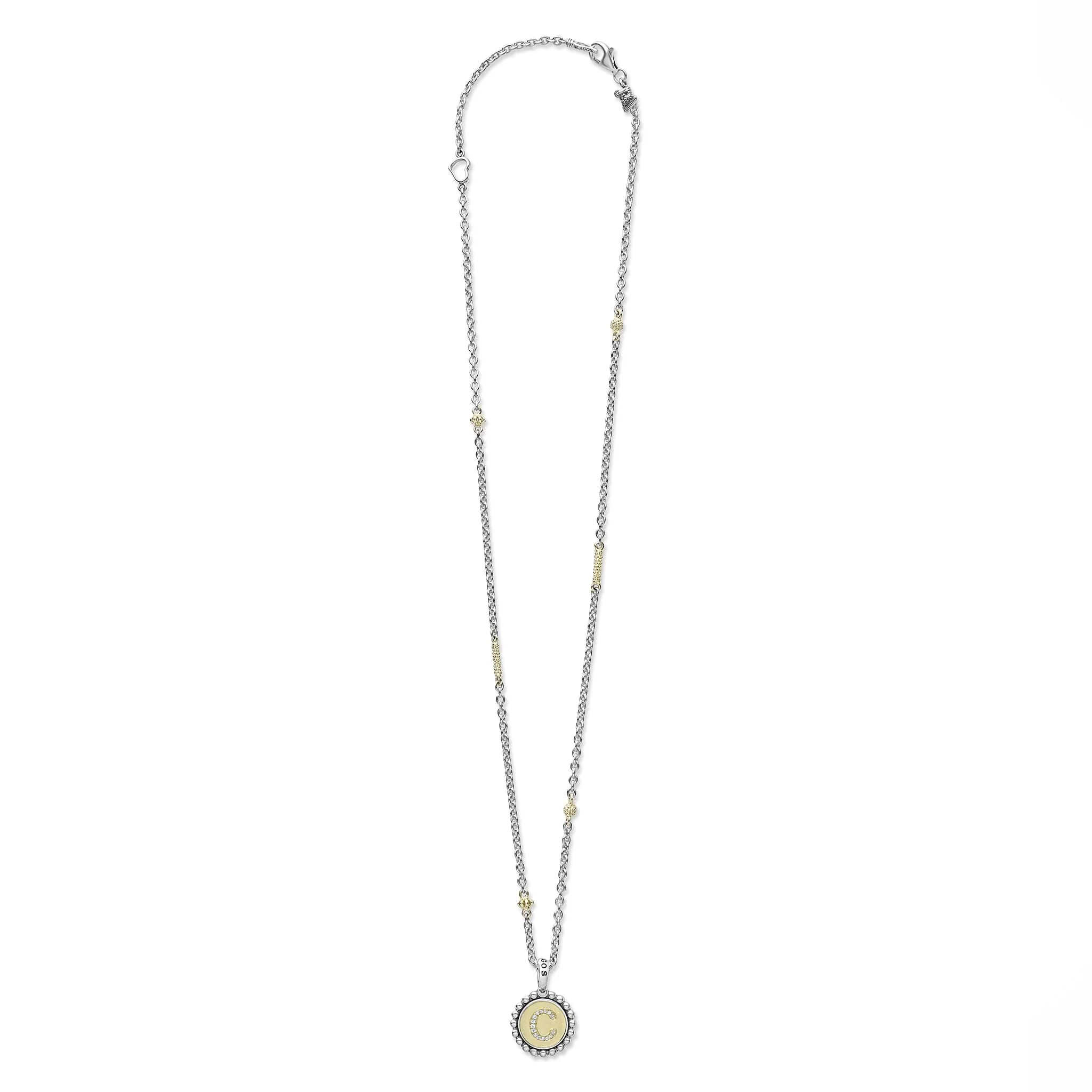 Signature Caviar C Initial Diamond Charm Necklace - Image 3