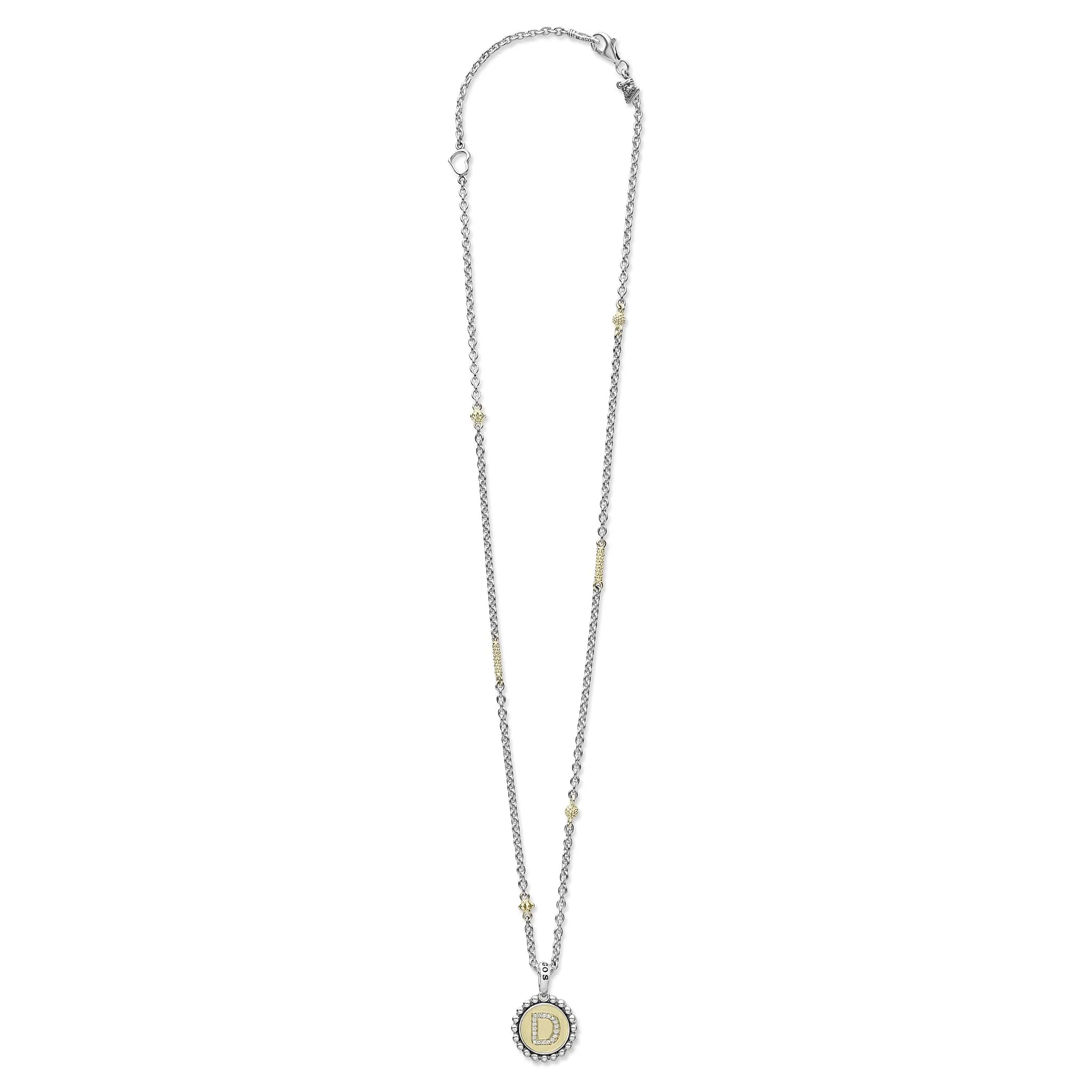 Signature Caviar D Initial Diamond Charm Necklace - Image 3