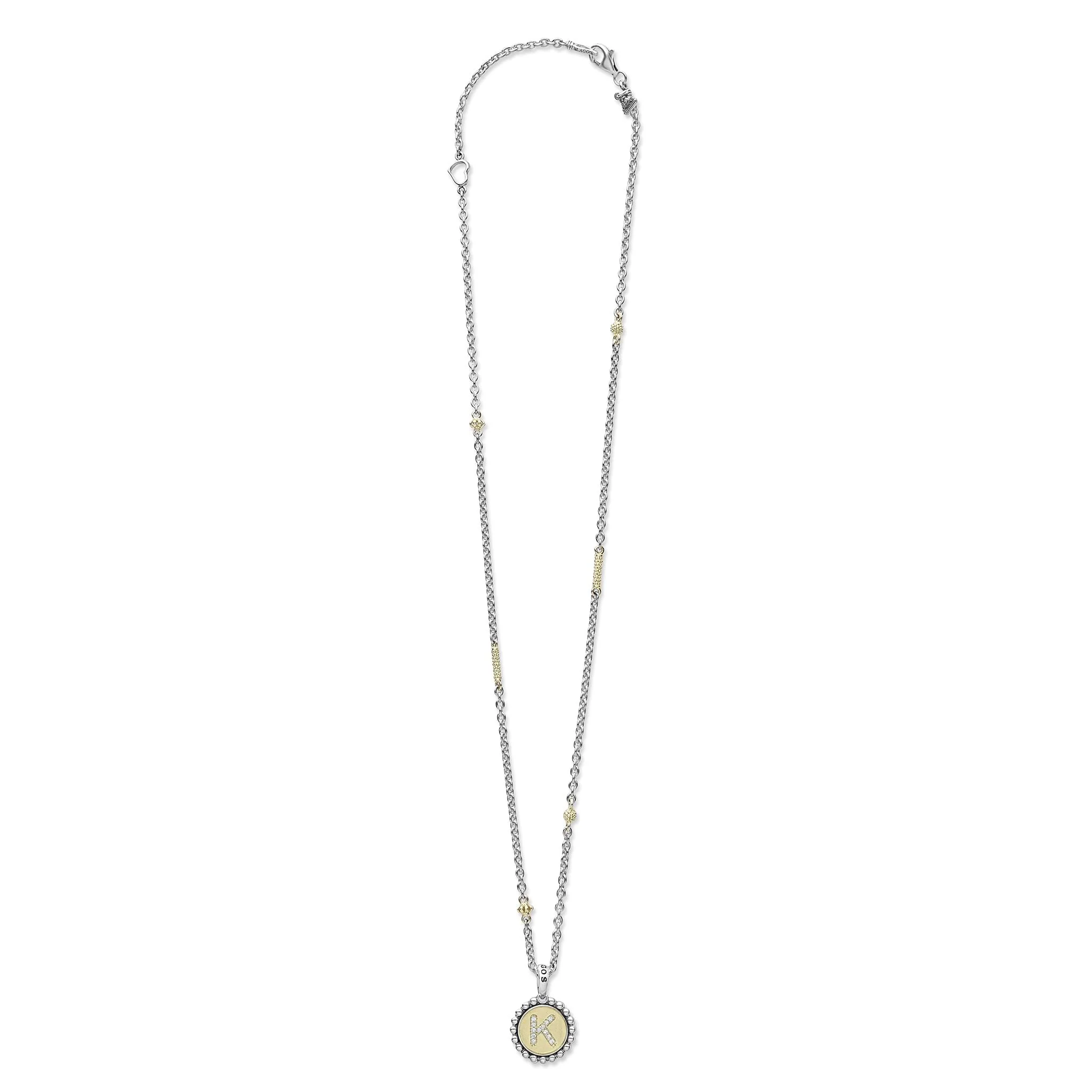 Signature Caviar K Initial Diamond Charm Necklace - Image 3