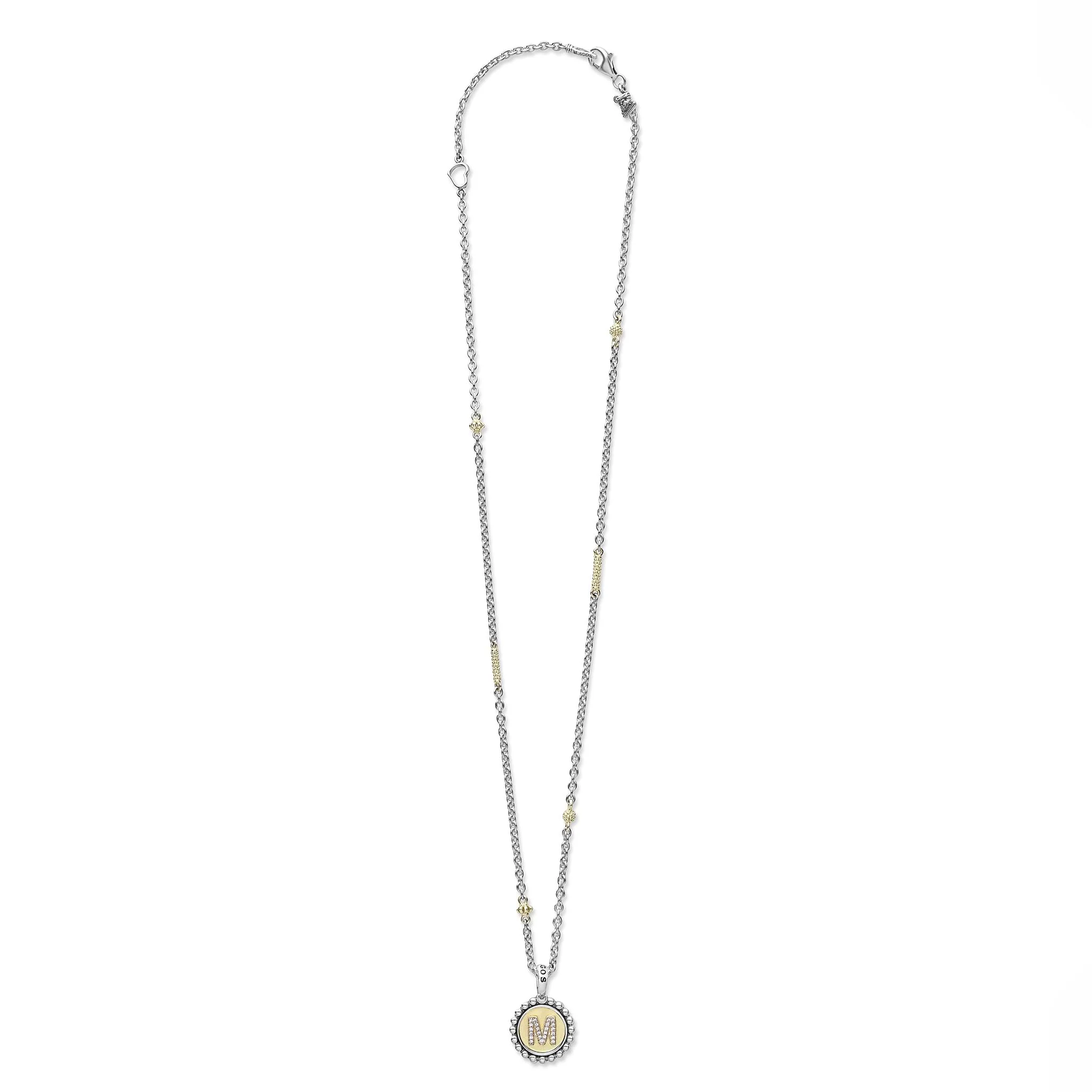 Signature Caviar M Initial Diamond Charm Necklace - Image 3