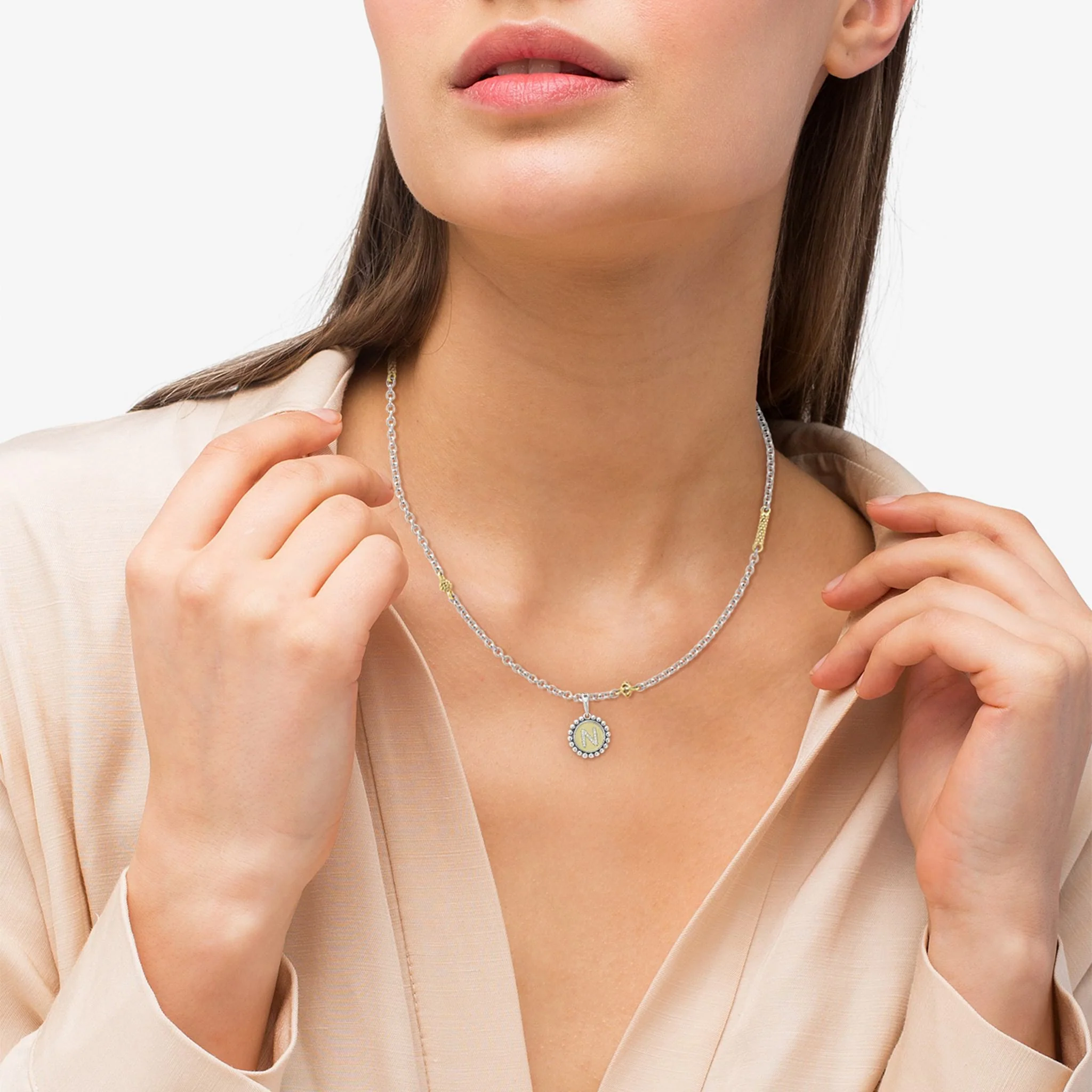 Signature Caviar Diamond N Initial Charm - Image 2