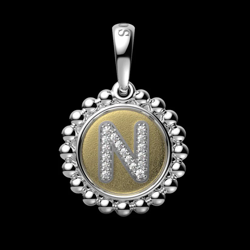 Signature Caviar Diamond N Initial Charm - Image 5