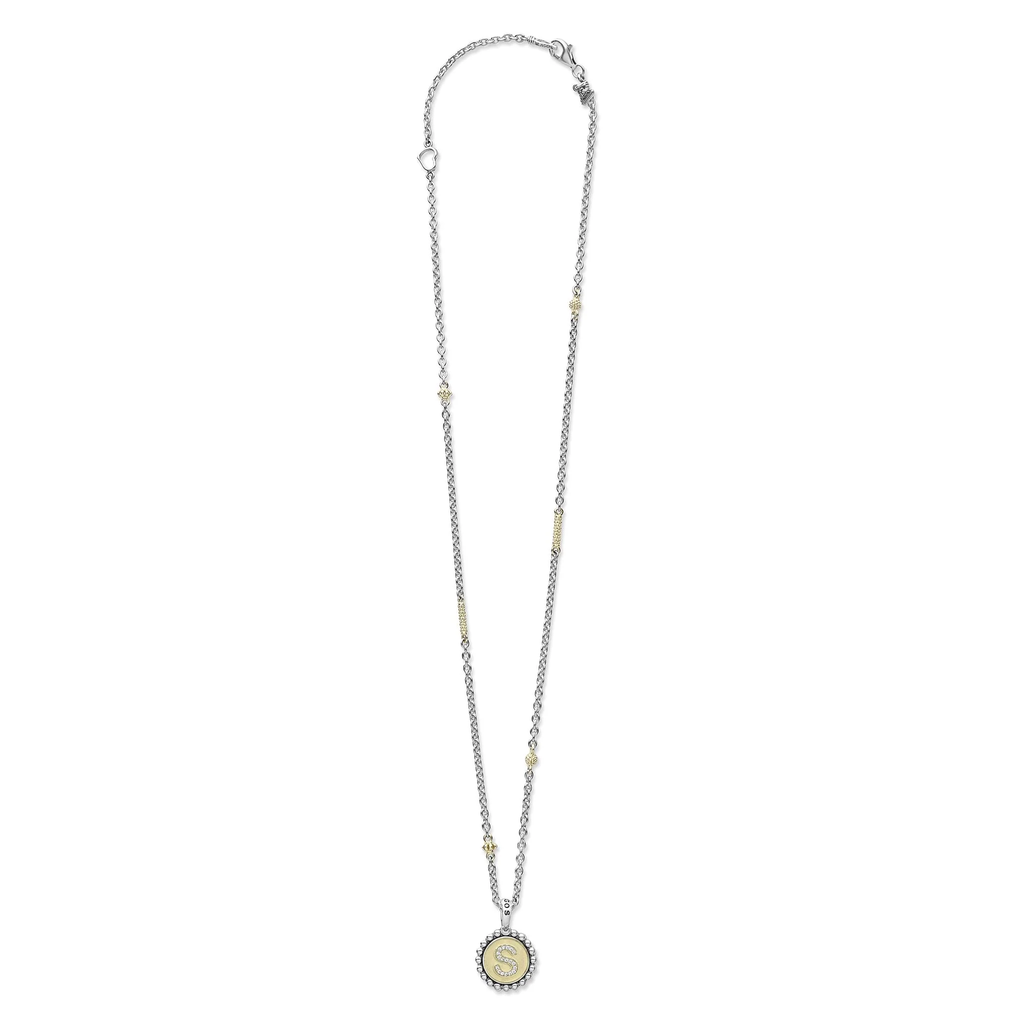Signature Caviar S Initial Diamond Charm Necklace - Image 3