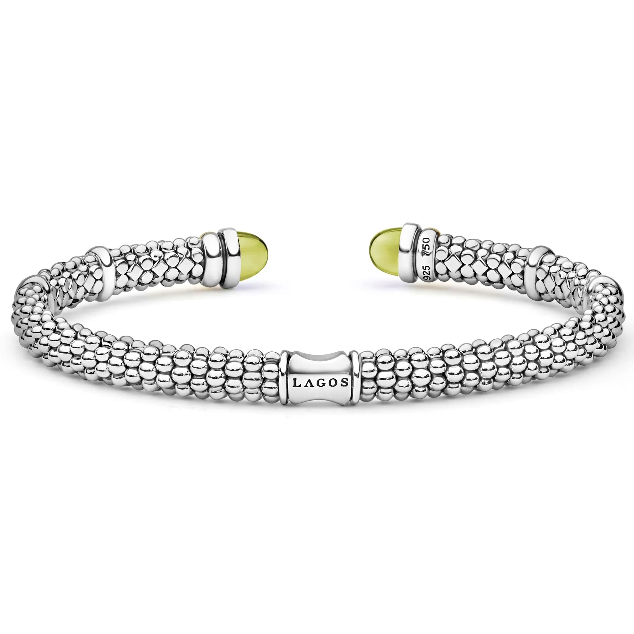 Signature Caviar Two-Tone Green Quartz Versa Torque Bracelet | 5mm - Image 2