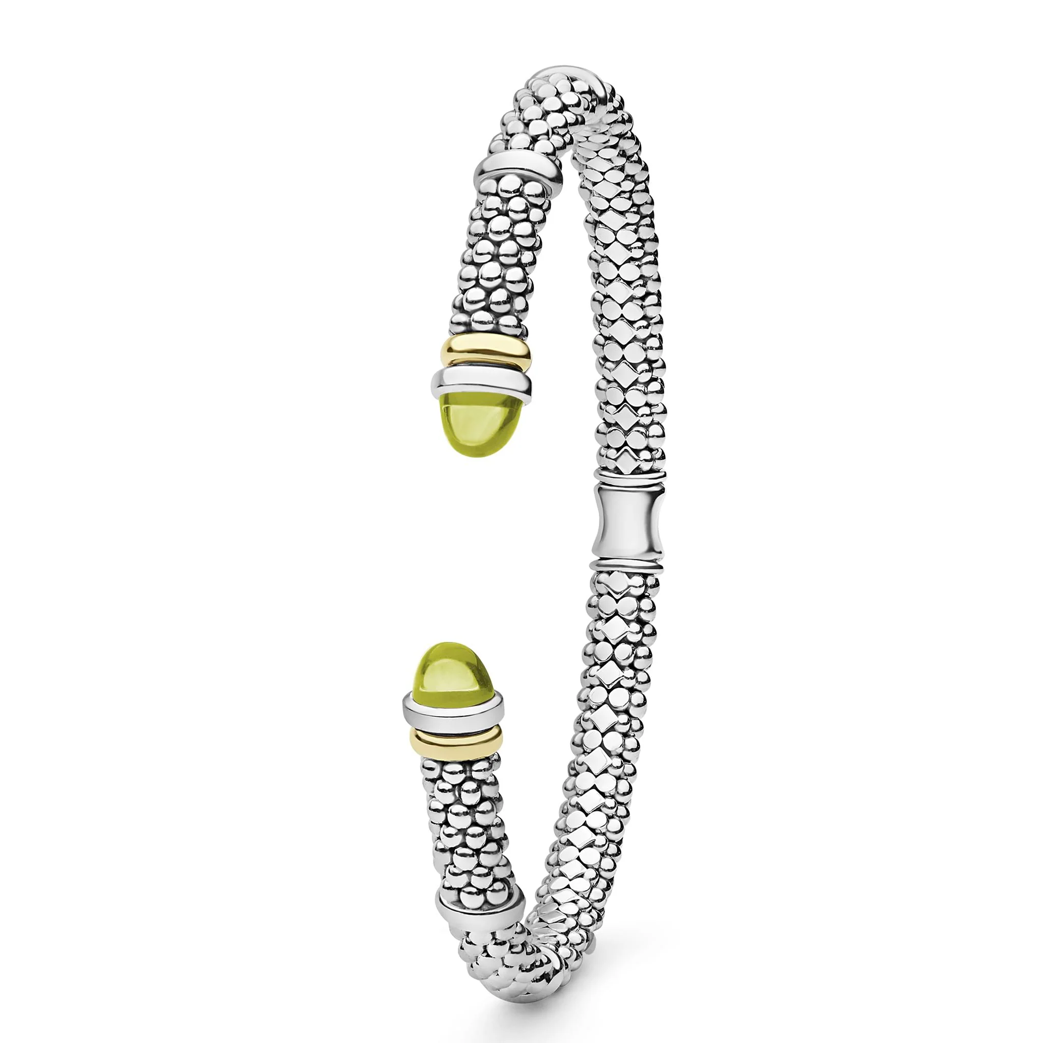 Signature Caviar Two-Tone Green Quartz Versa Torque Bracelet | 5mm - Image 3
