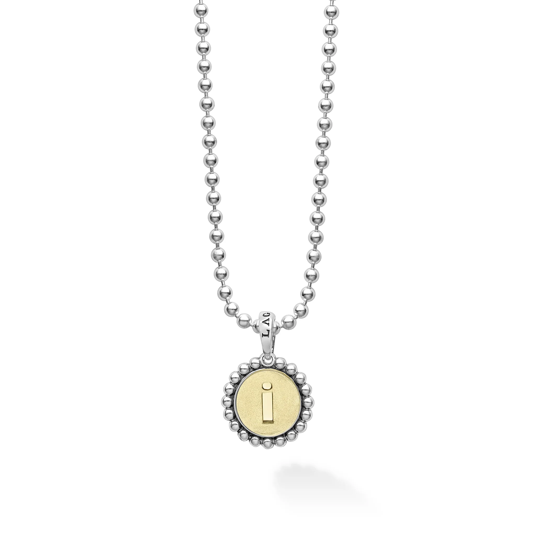 Signature Caviar I Initial Charm Necklace