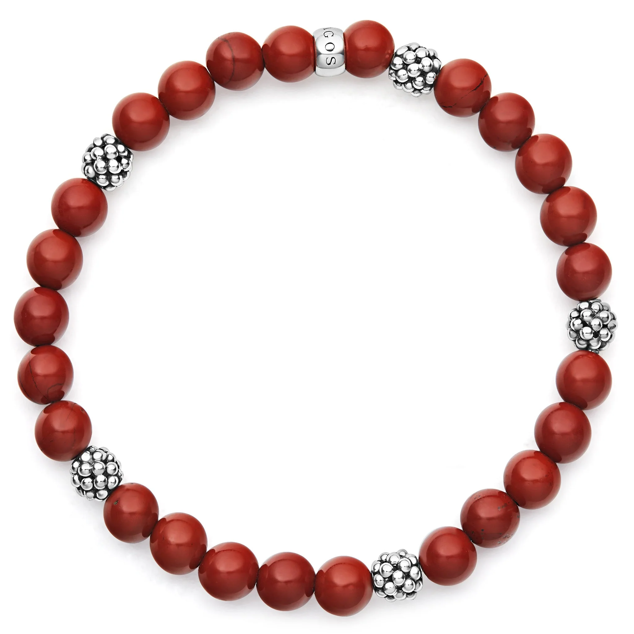 Signature Caviar Five Station Silver Red Jasper Bead Bracelet - Image 3