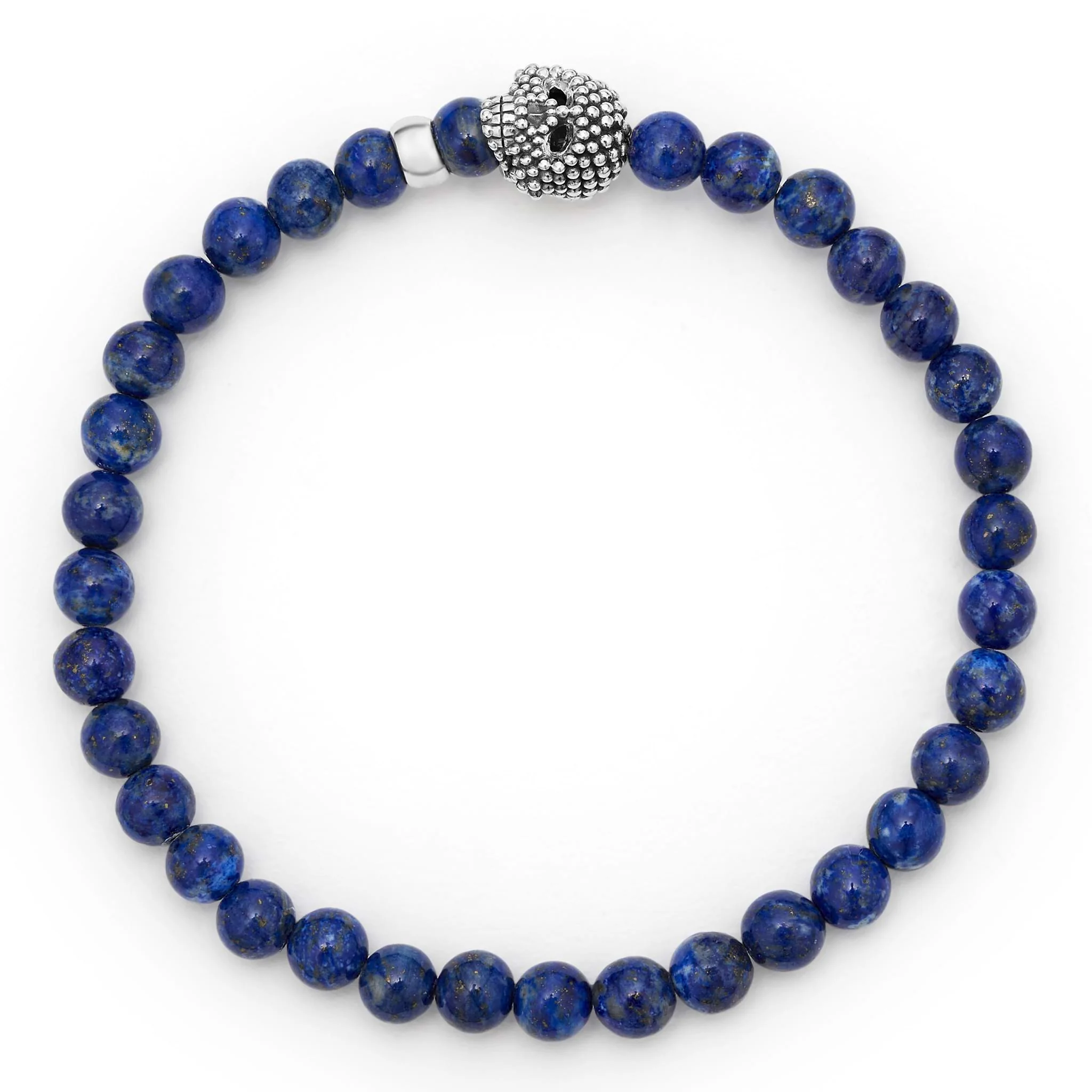 Lapis Caviar Skull Bead Bracelet - Image 3