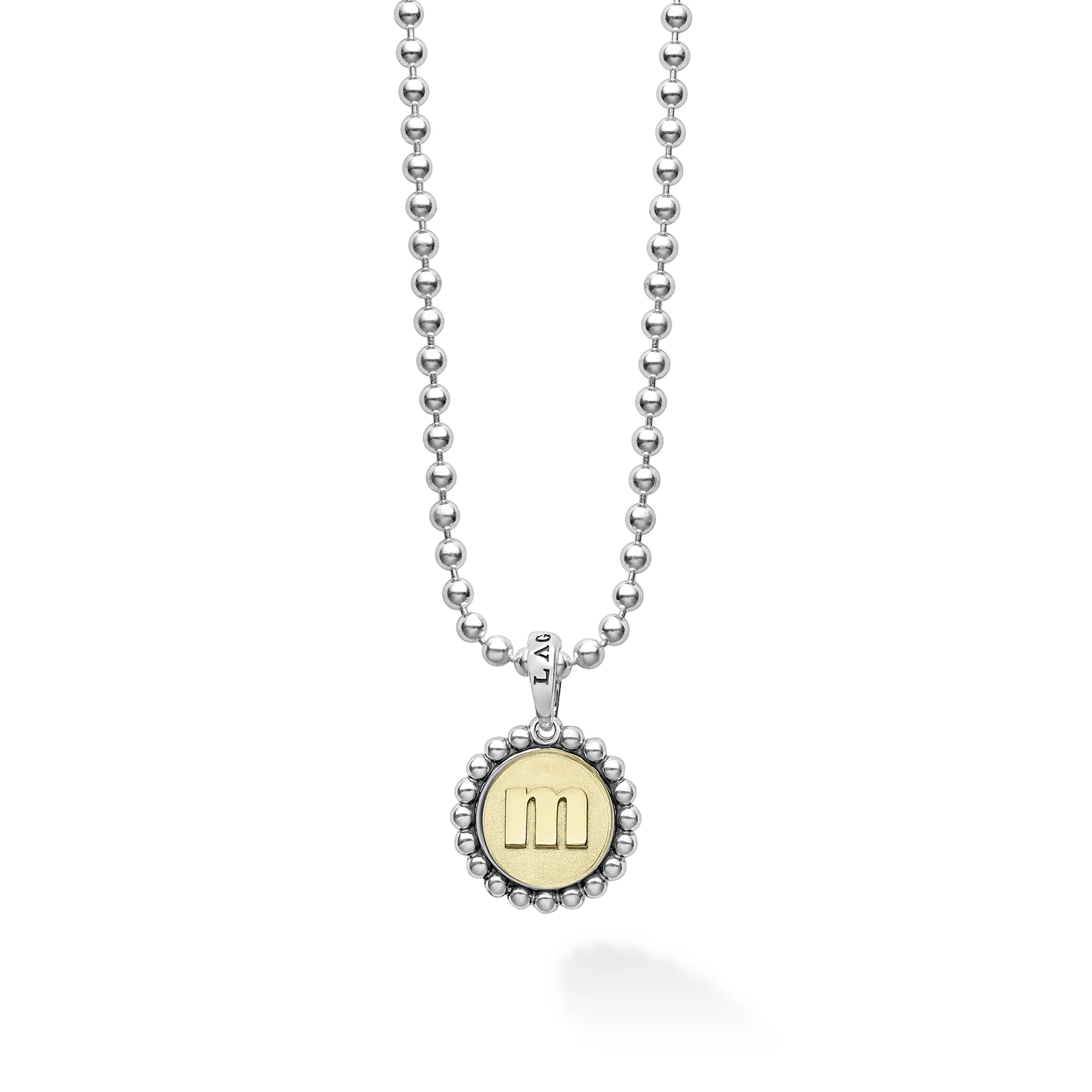 Signature Caviar M Initial Charm Necklace