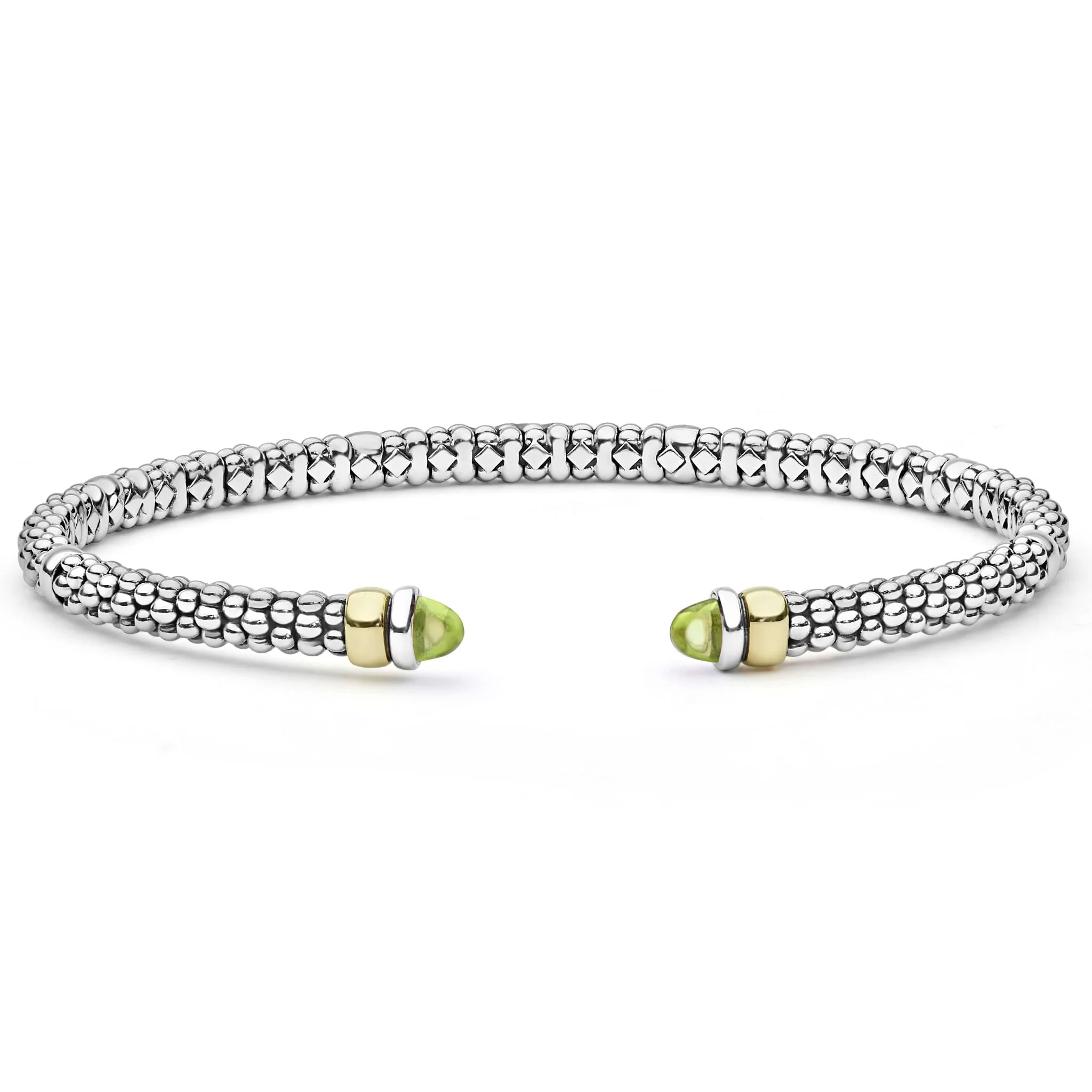 Signature Caviar Two-Tone Peridot Mini Versa Torque Bracelet | 3mm