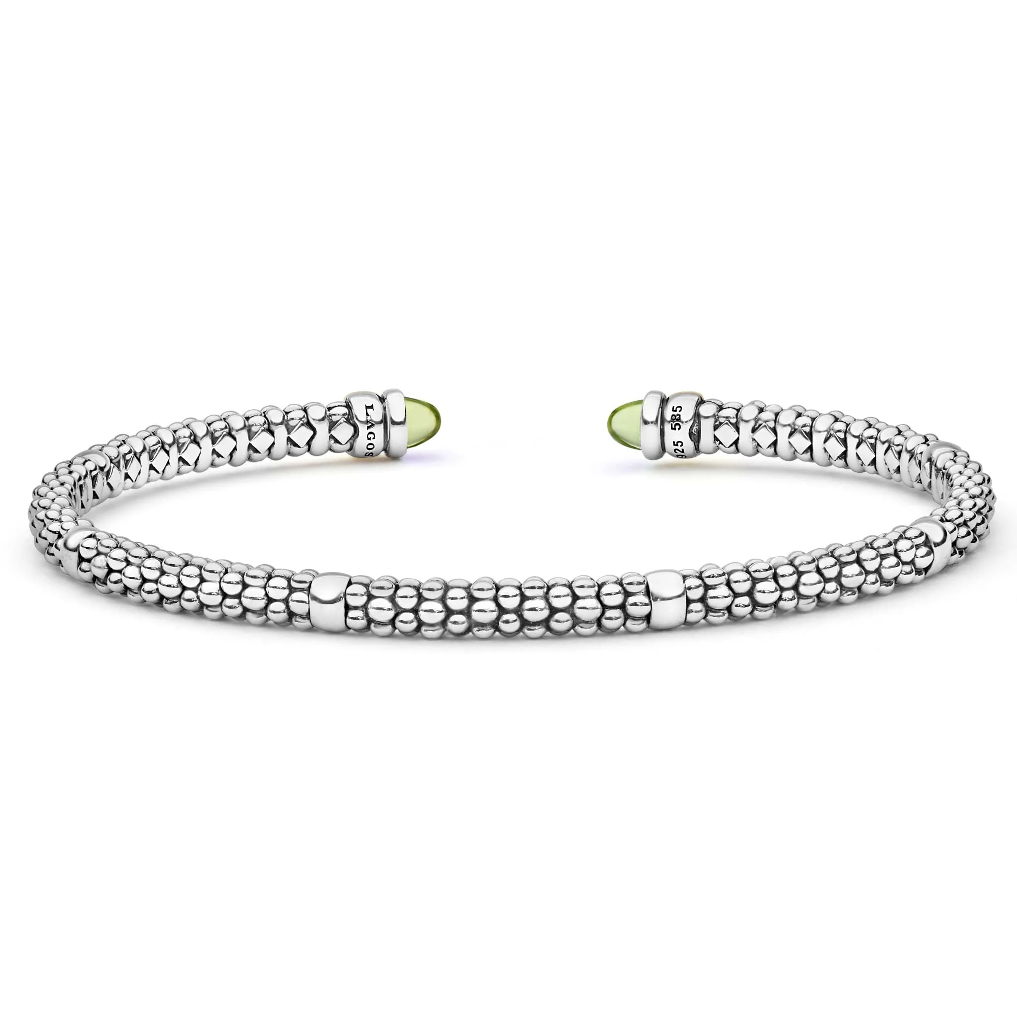 Signature Caviar Two-Tone Peridot Mini Versa Torque Bracelet | 3mm - Image 2