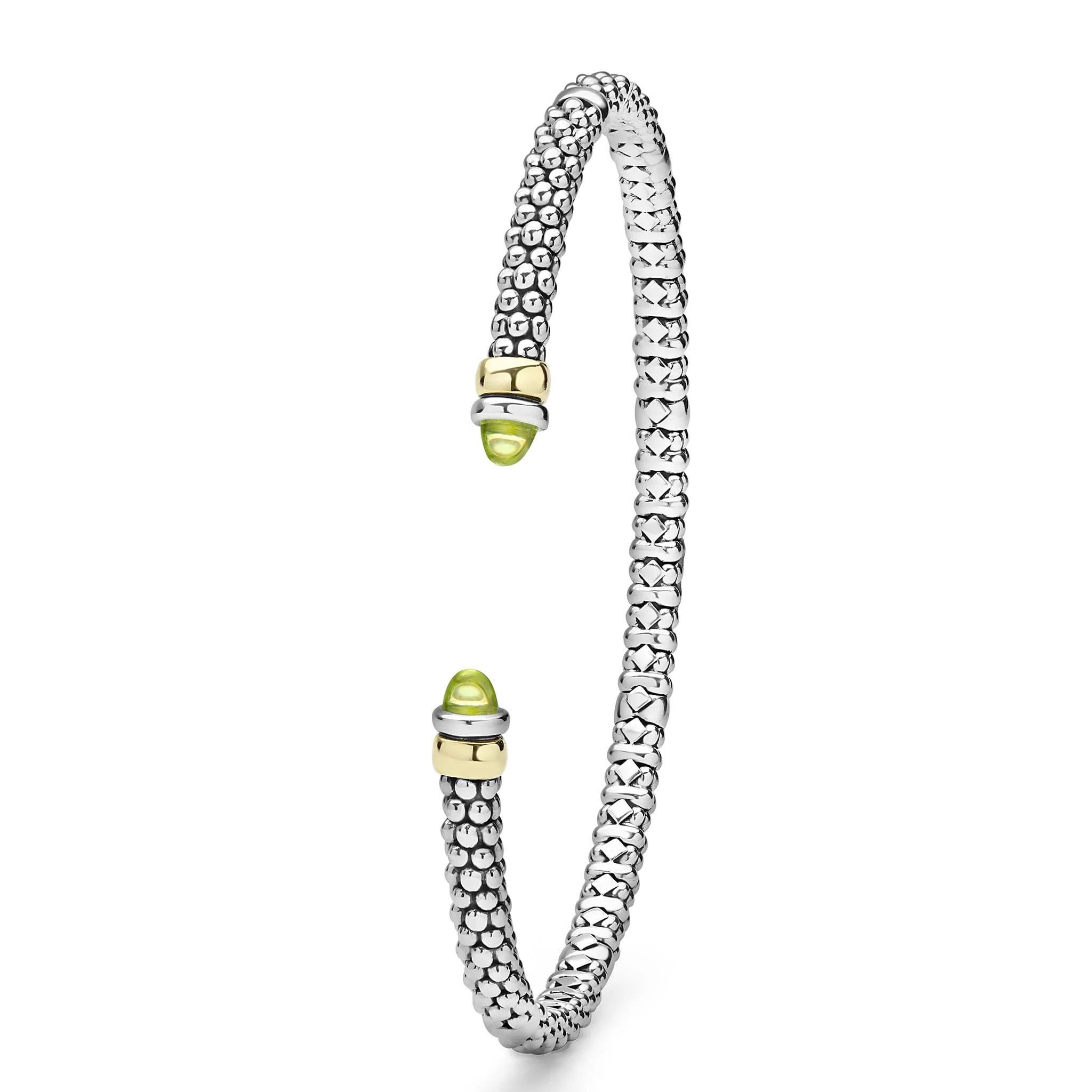 Signature Caviar Two-Tone Peridot Mini Versa Torque Bracelet | 3mm - Image 3