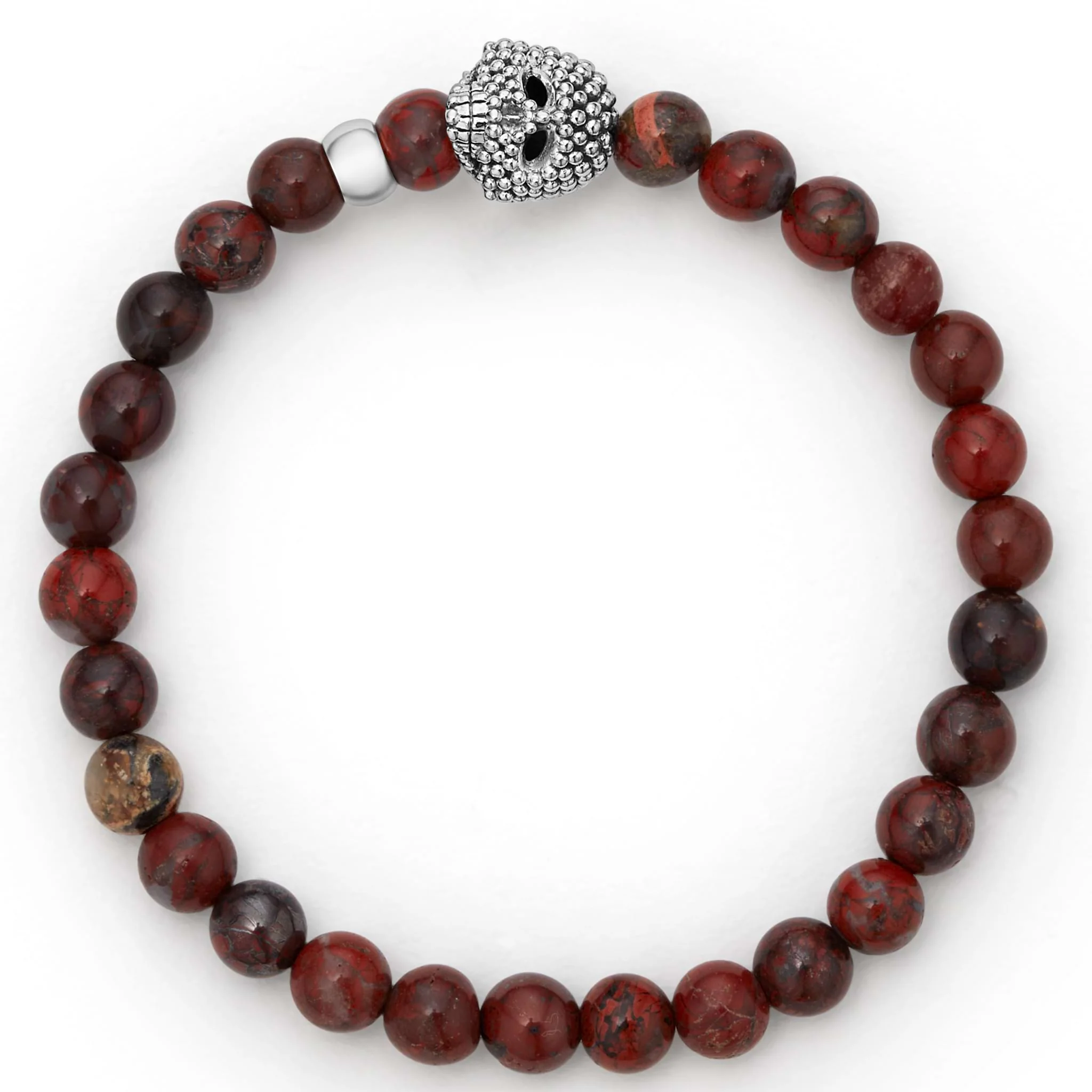Poppy Jasper Caviar Skull Bead Bracelet - Image 3