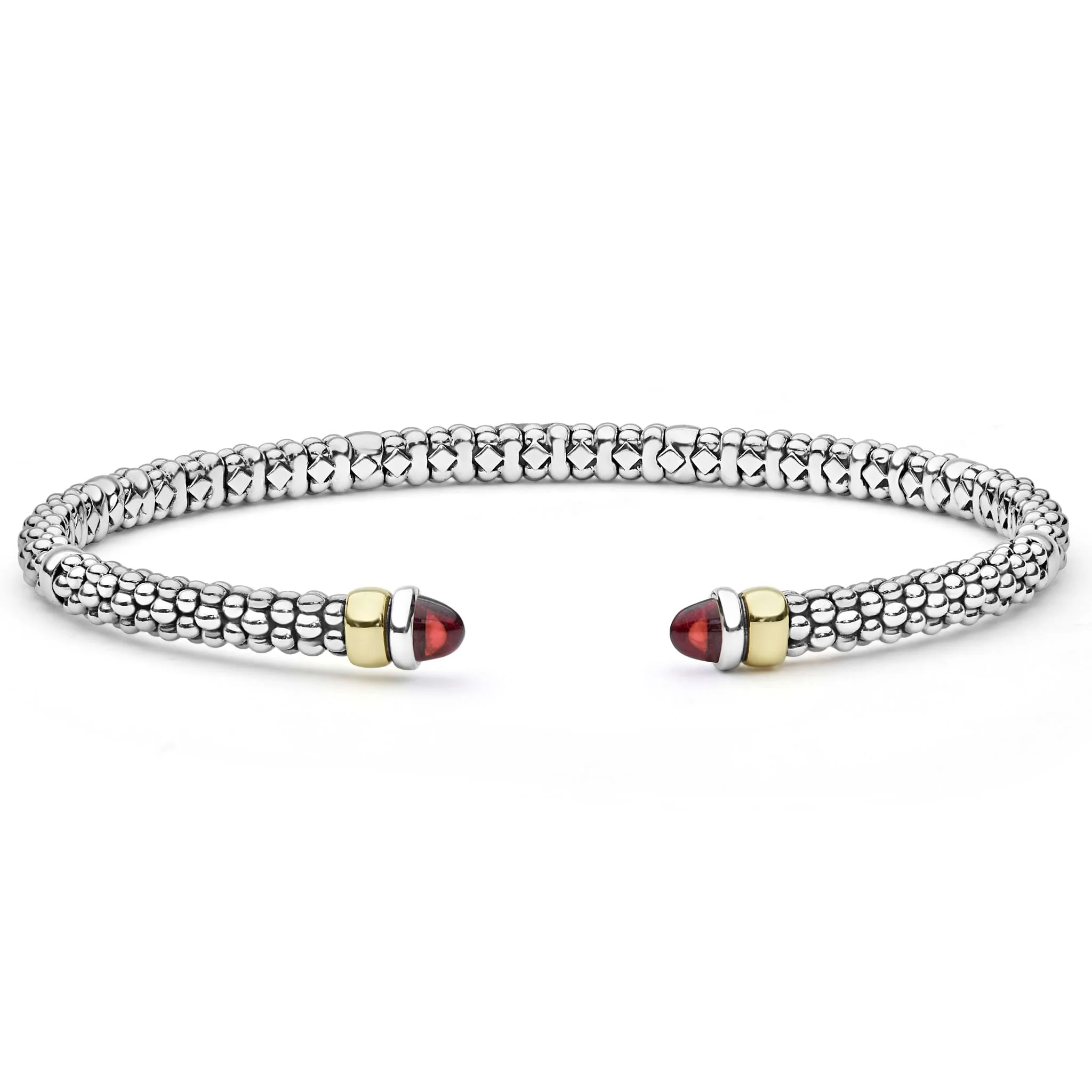 Signature Caviar Two-Tone Garnet Mini Versa Torque Bracelet | 3mm