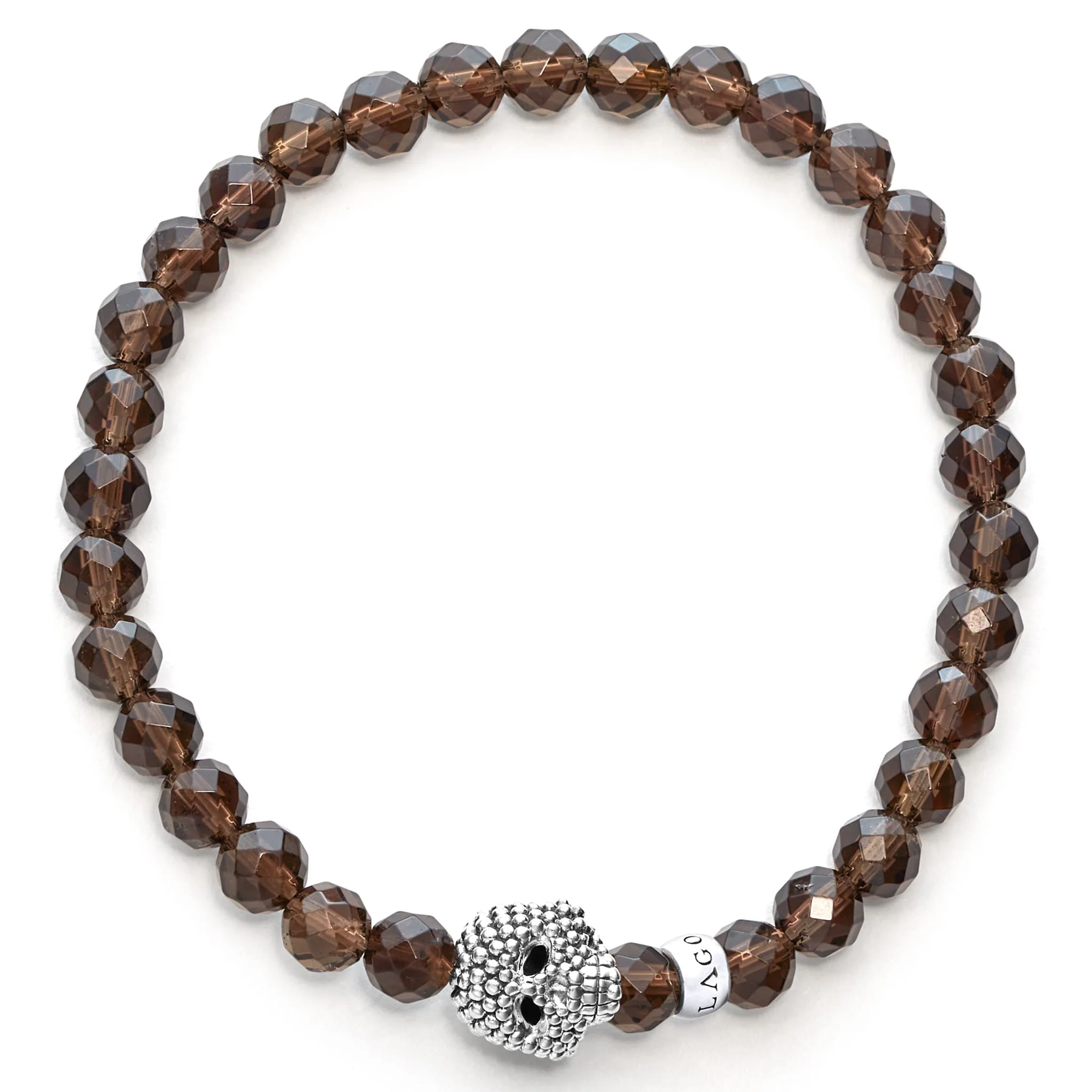 Smokey Quartz Caviar Skull Bead Bracelet - Image 3