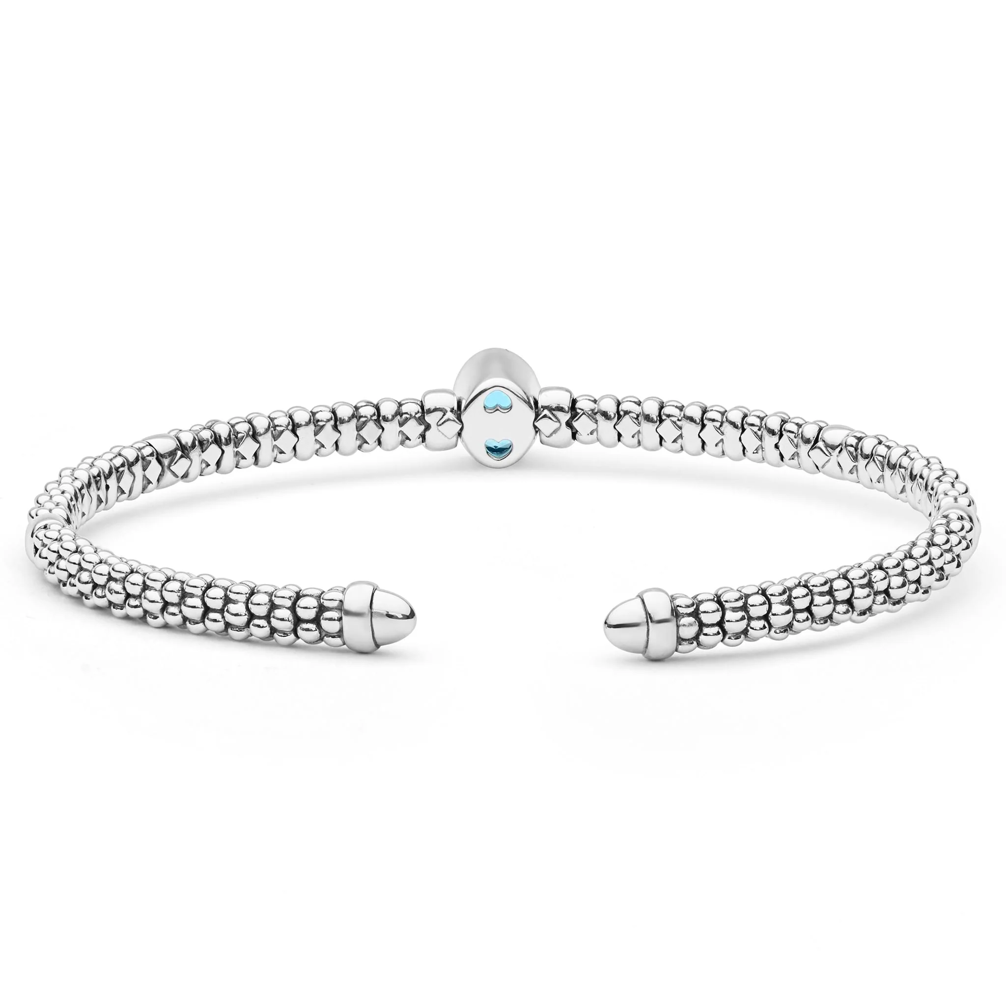 Signature Caviar Two-Tone Swiss Blue Topaz Oval Mini Versa Torque Bracelet | 3mm - Image 2