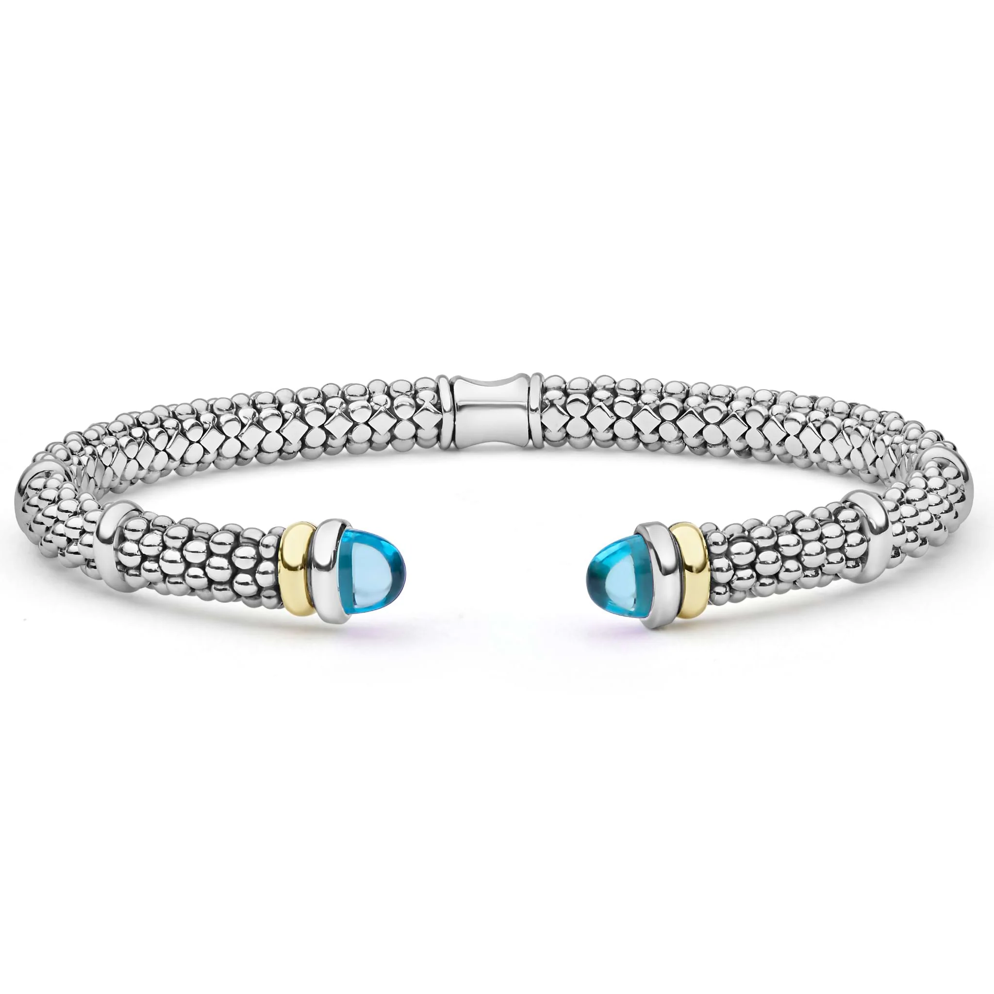 Signature Caviar Two-Tone Swiss Blue Topaz Versa Torque Bracelet | 5mm