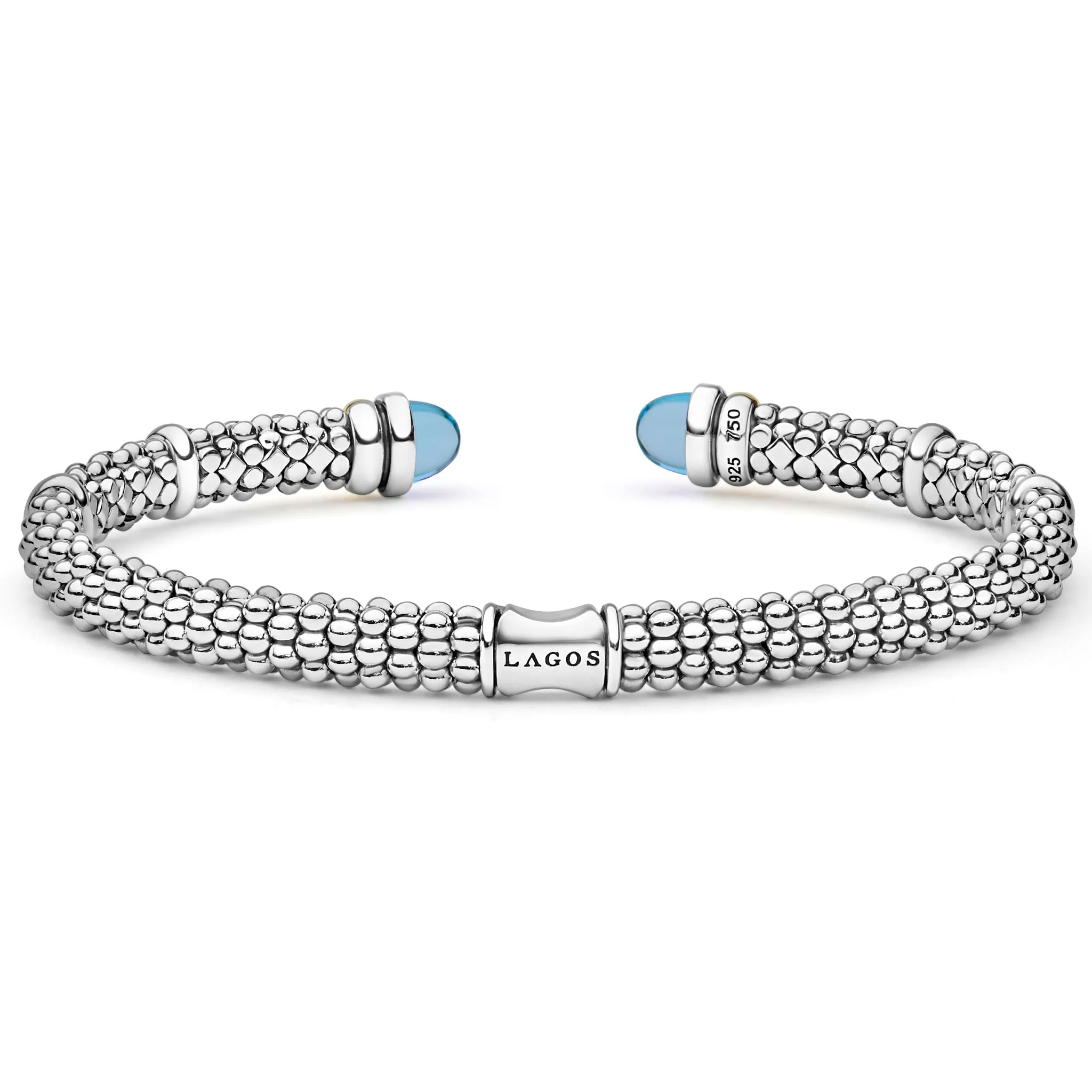 Signature Caviar Two-Tone Swiss Blue Topaz Versa Torque Bracelet | 5mm - Image 2