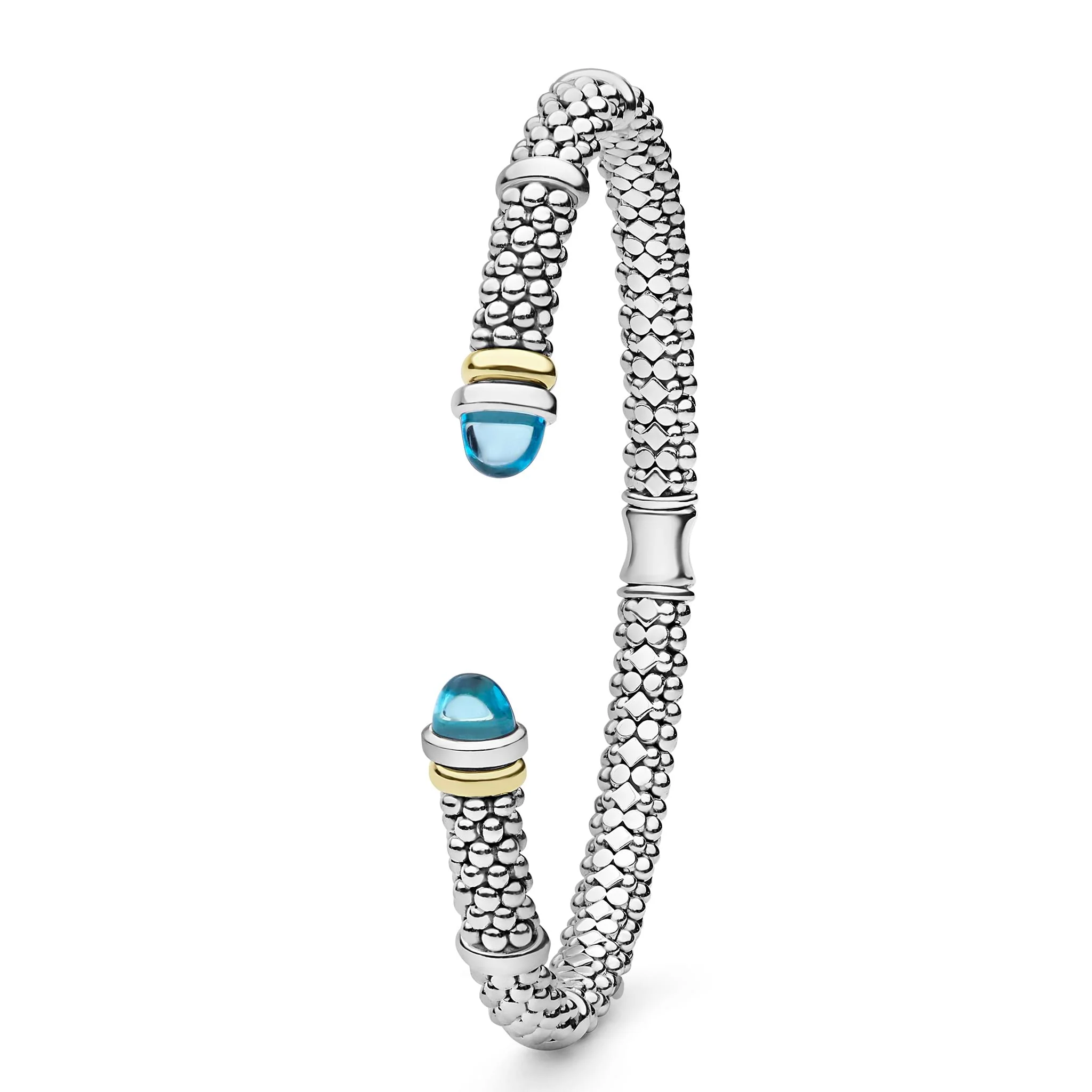 Signature Caviar Two-Tone Swiss Blue Topaz Versa Torque Bracelet | 5mm - Image 3