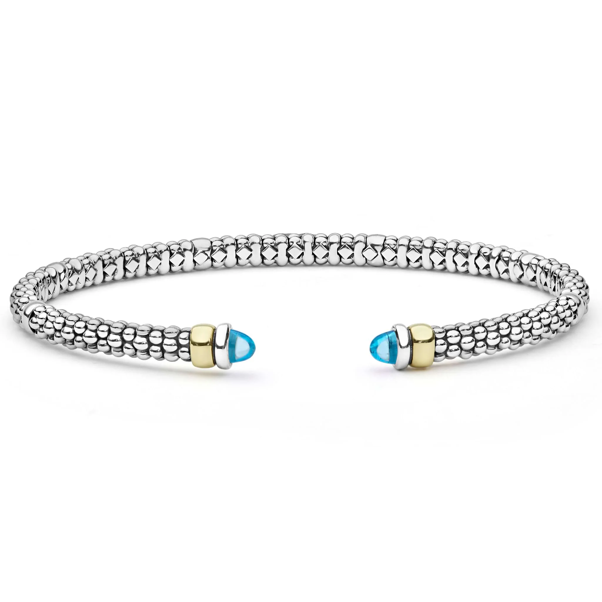 Signature Caviar Two-Tone Swiss Blue Topaz Mini Versa Torque Bracelet | 3mm