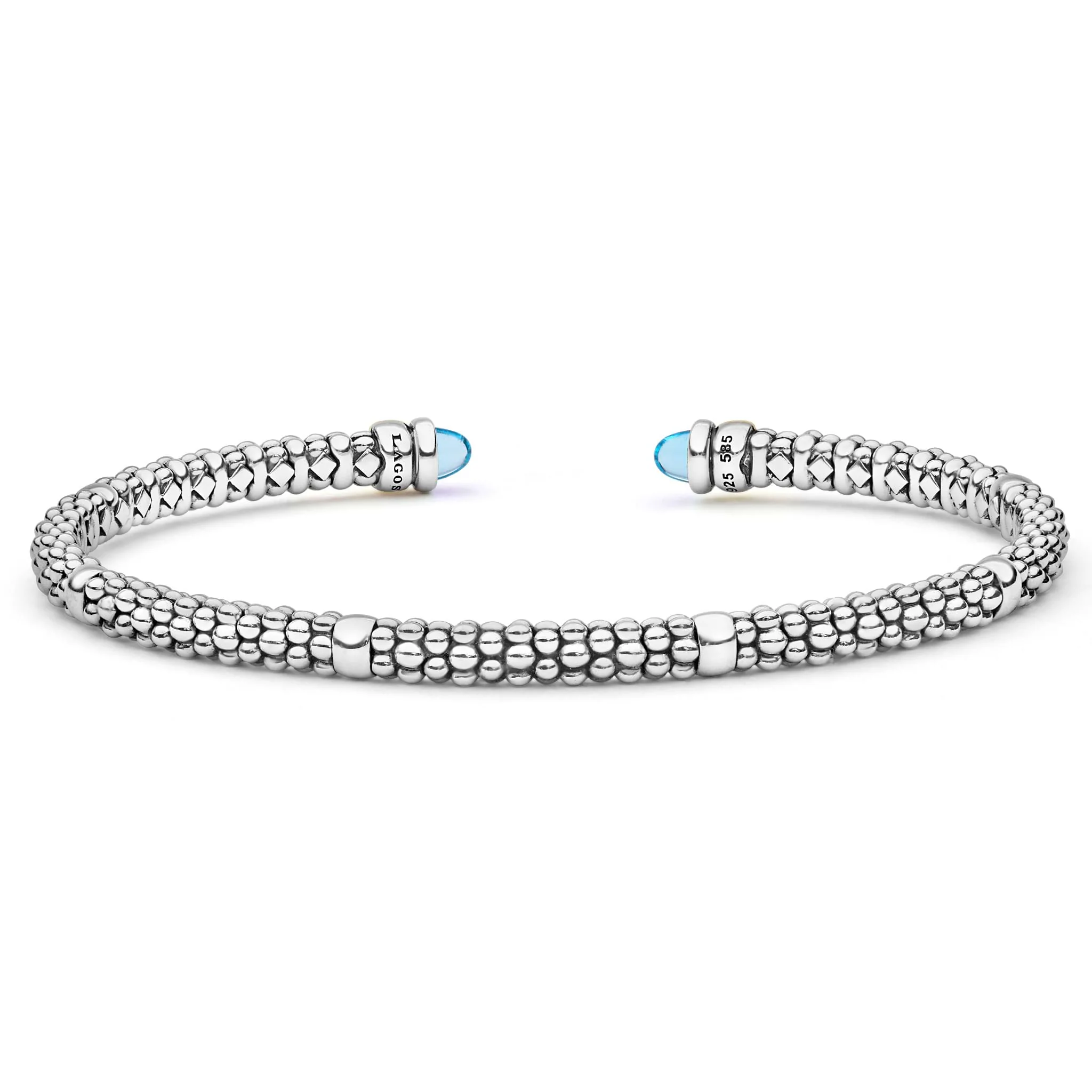 Signature Caviar Two-Tone Swiss Blue Topaz Mini Versa Torque Bracelet | 3mm - Image 2