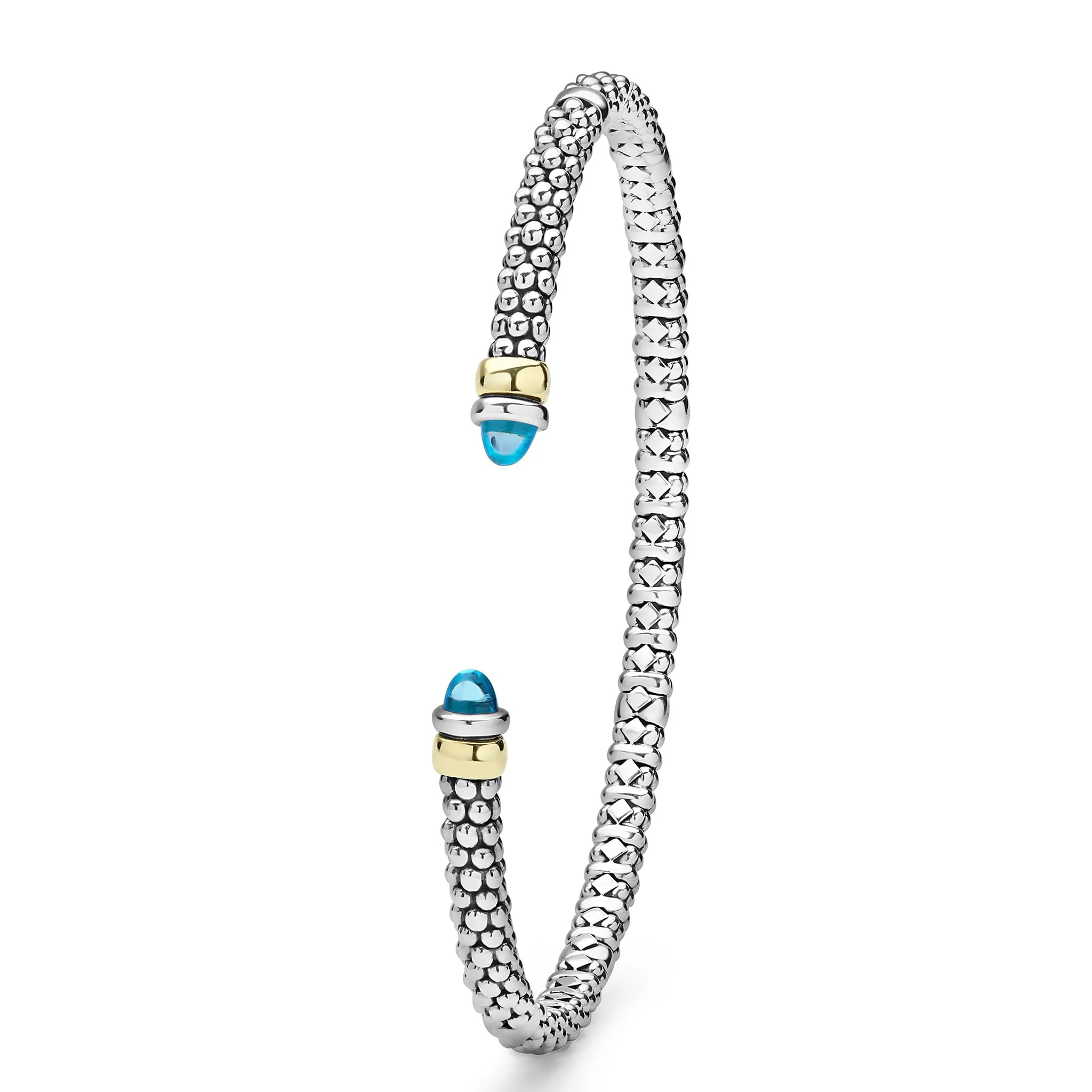 Signature Caviar Two-Tone Swiss Blue Topaz Mini Versa Torque Bracelet | 3mm - Image 3