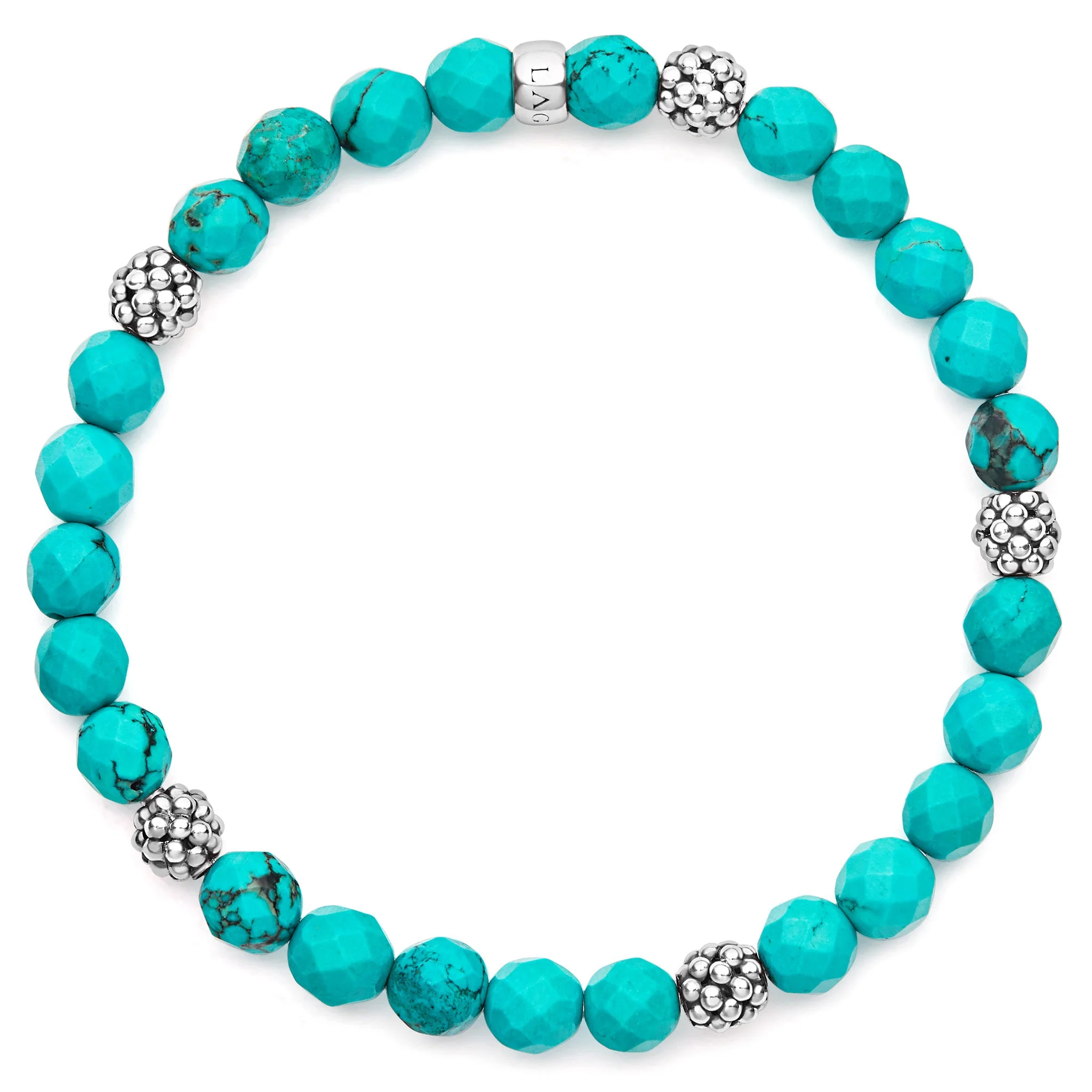 Signature Caviar Five Station Silver Turquoise Bead Bracelet - Image 3