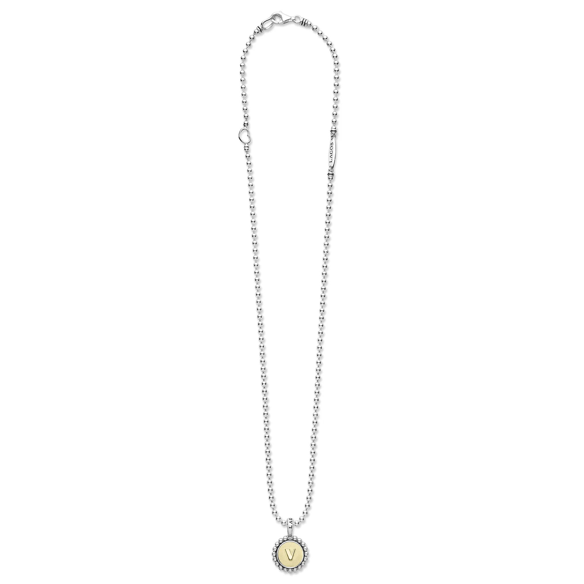 Signature Caviar V Initial Charm Necklace - Image 3
