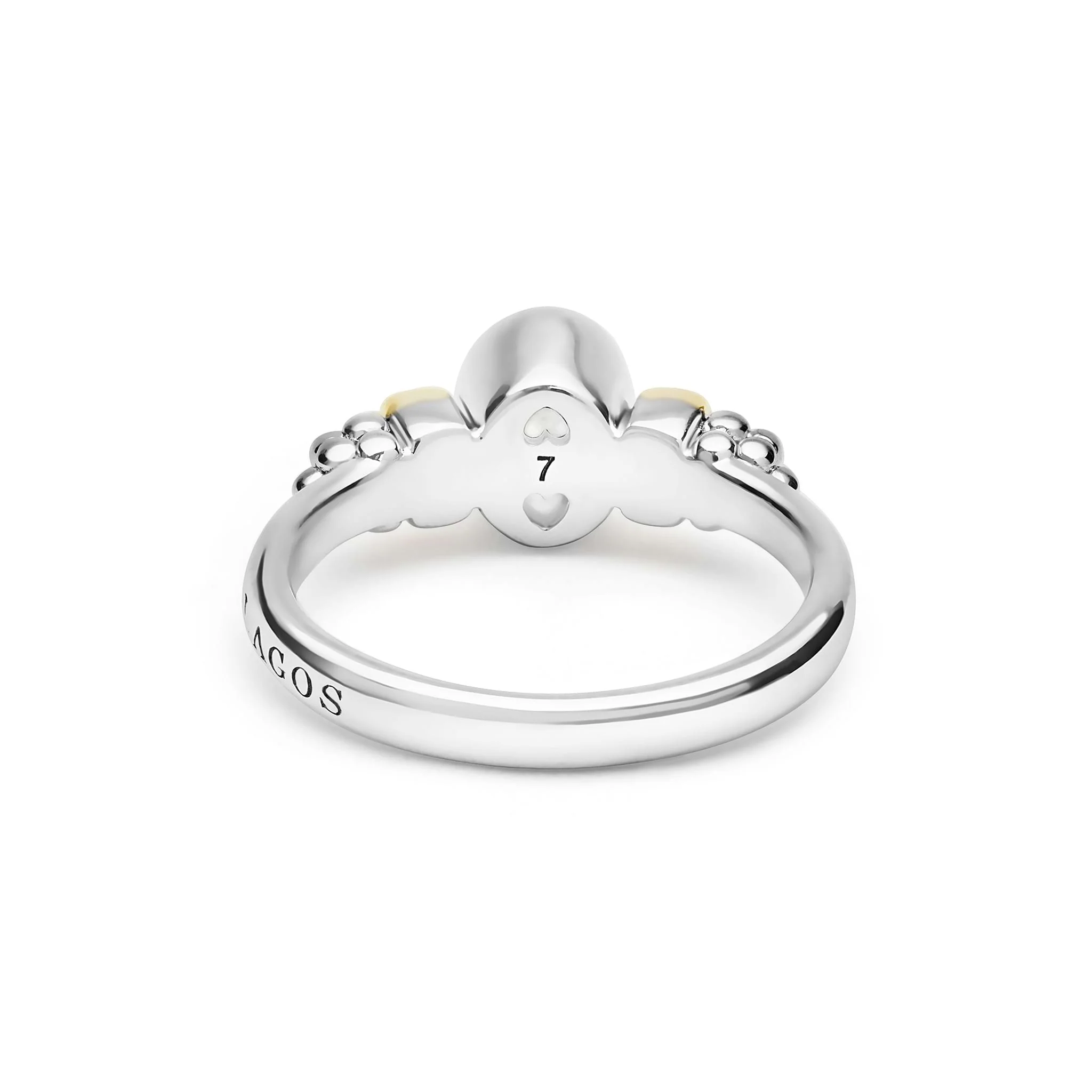 Signature Caviar Two-Tone White Topaz Oval Ring - Image 4