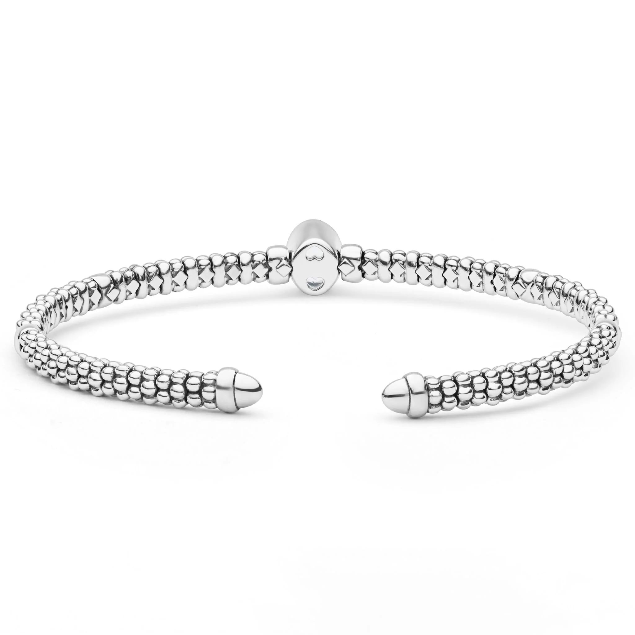 Signature Caviar Two-Tone White Topaz Oval Mini Versa Torque Bracelet | 3mm - Image 2