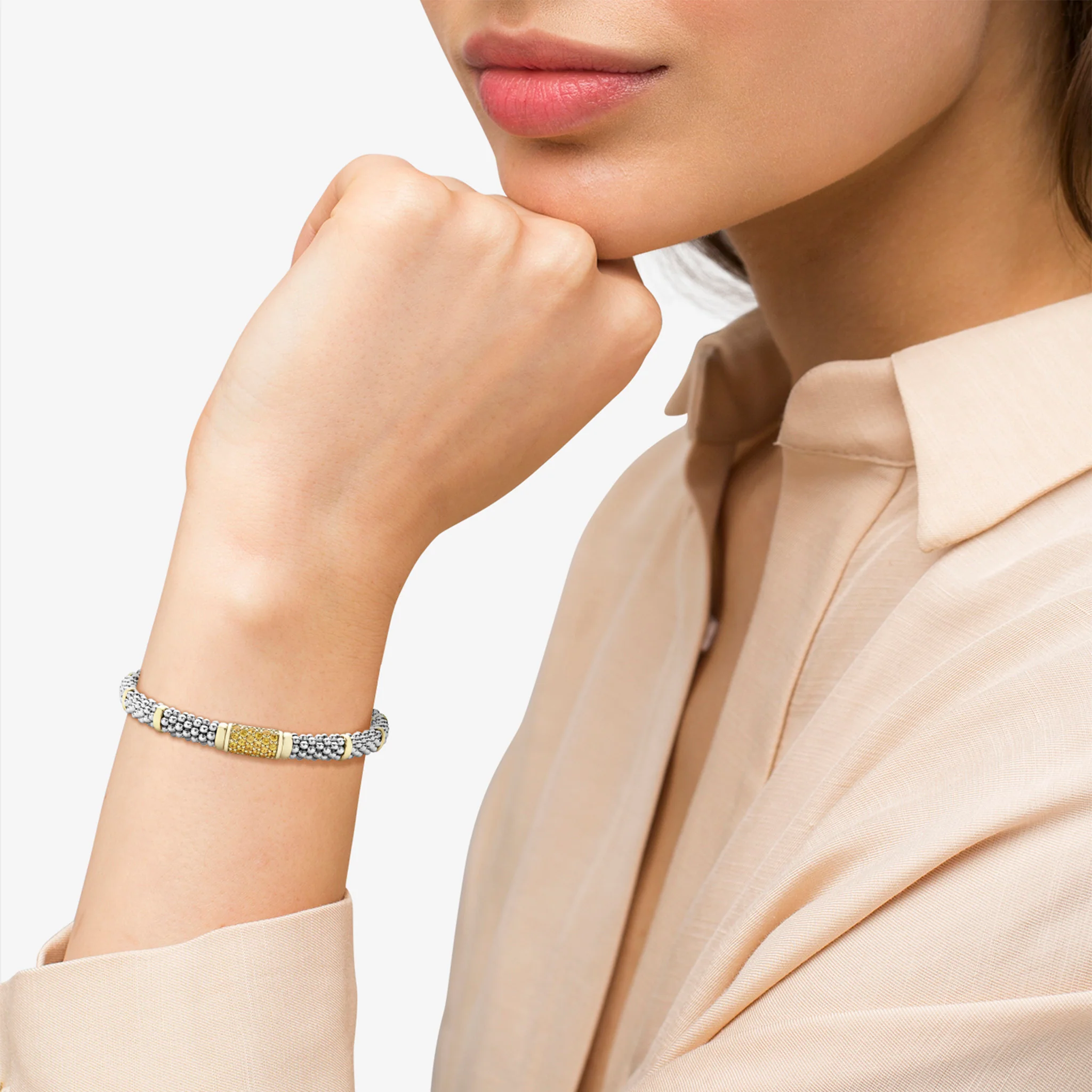 Signature Caviar Yellow Sapphire Caviar Bracelet | 6mm - Image 2