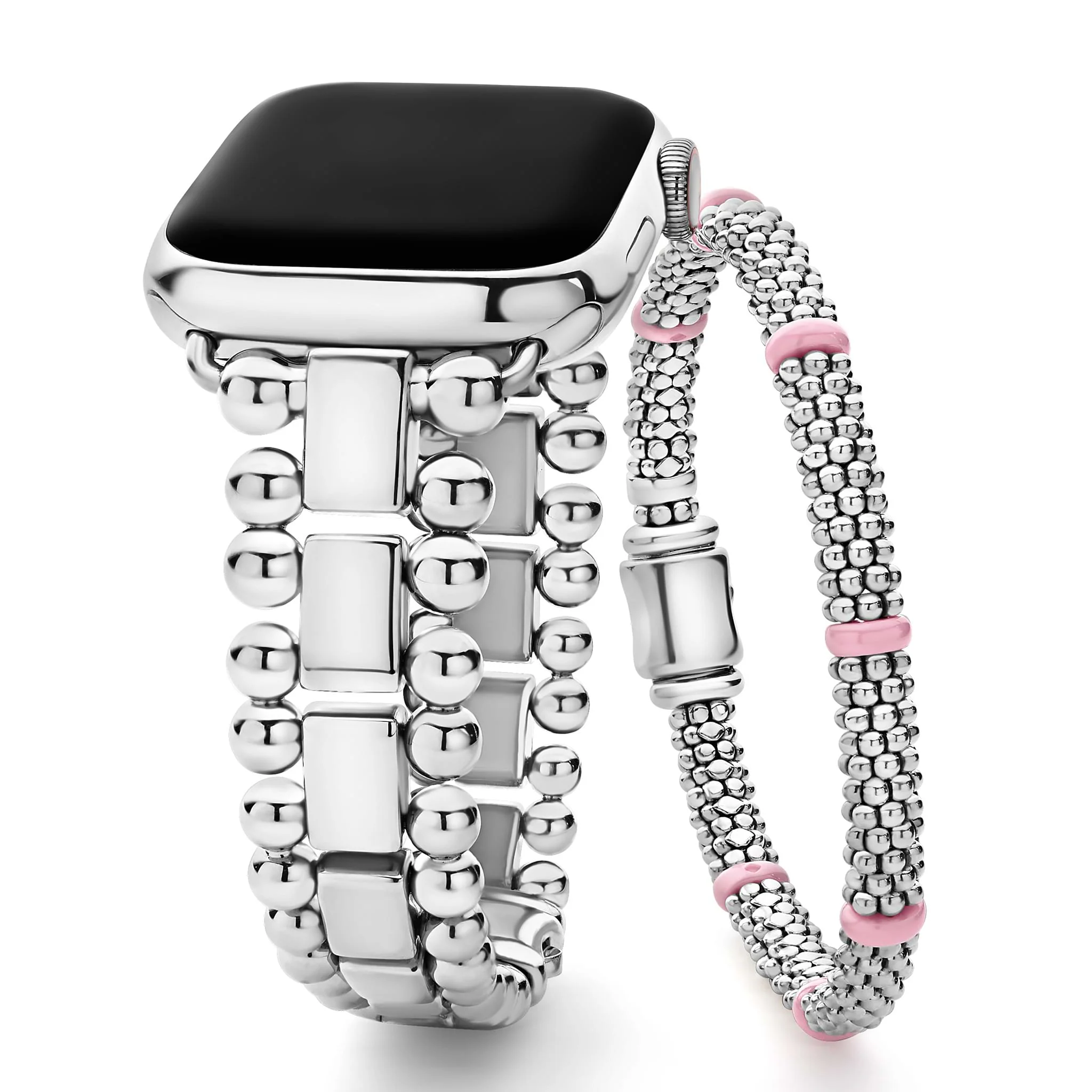 Smart Caviar Stainless Steel Smart Caviar & Pink Ceramic Bracelet Gift Set
