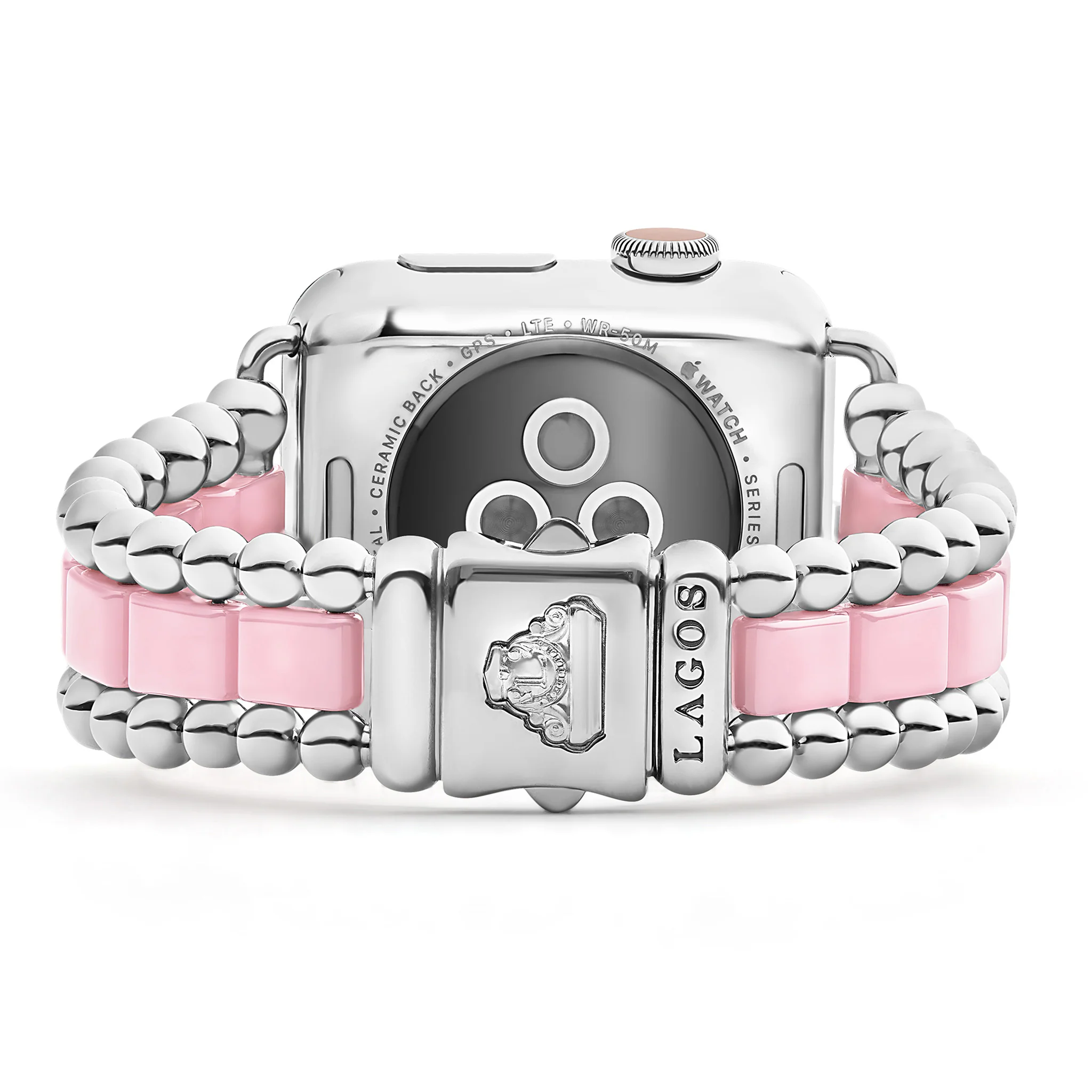Smart Caviar Pink Ceramic and Stainless Steel Watch Bracelet-38-45mm - Image 3