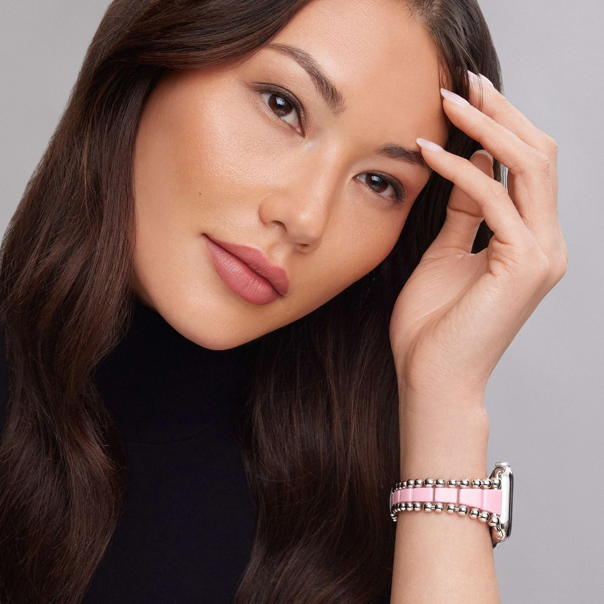 Smart Caviar Pink Ceramic and Stainless Steel Watch Bracelet-42-49mm - Image 2