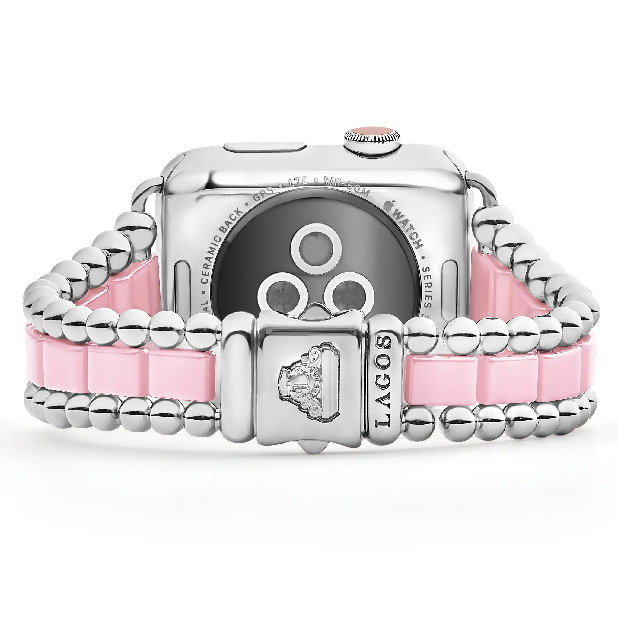 Smart Caviar Pink Ceramic and Stainless Steel Watch Bracelet-42-49mm - Image 3