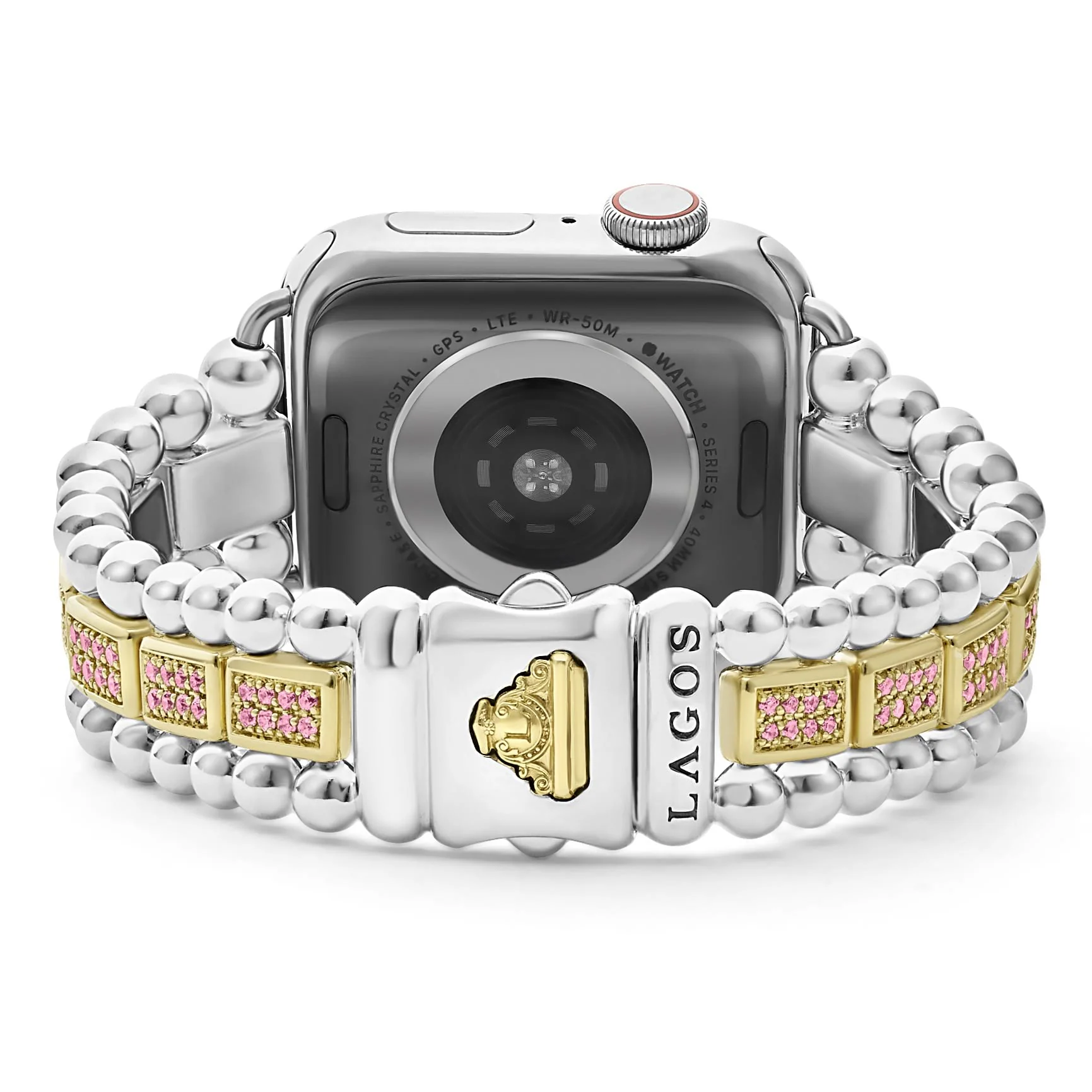 Smart Caviar 18K Gold and Sterling Silver Pink Sapphire Watch Bracelet-38-45mm - Image 5