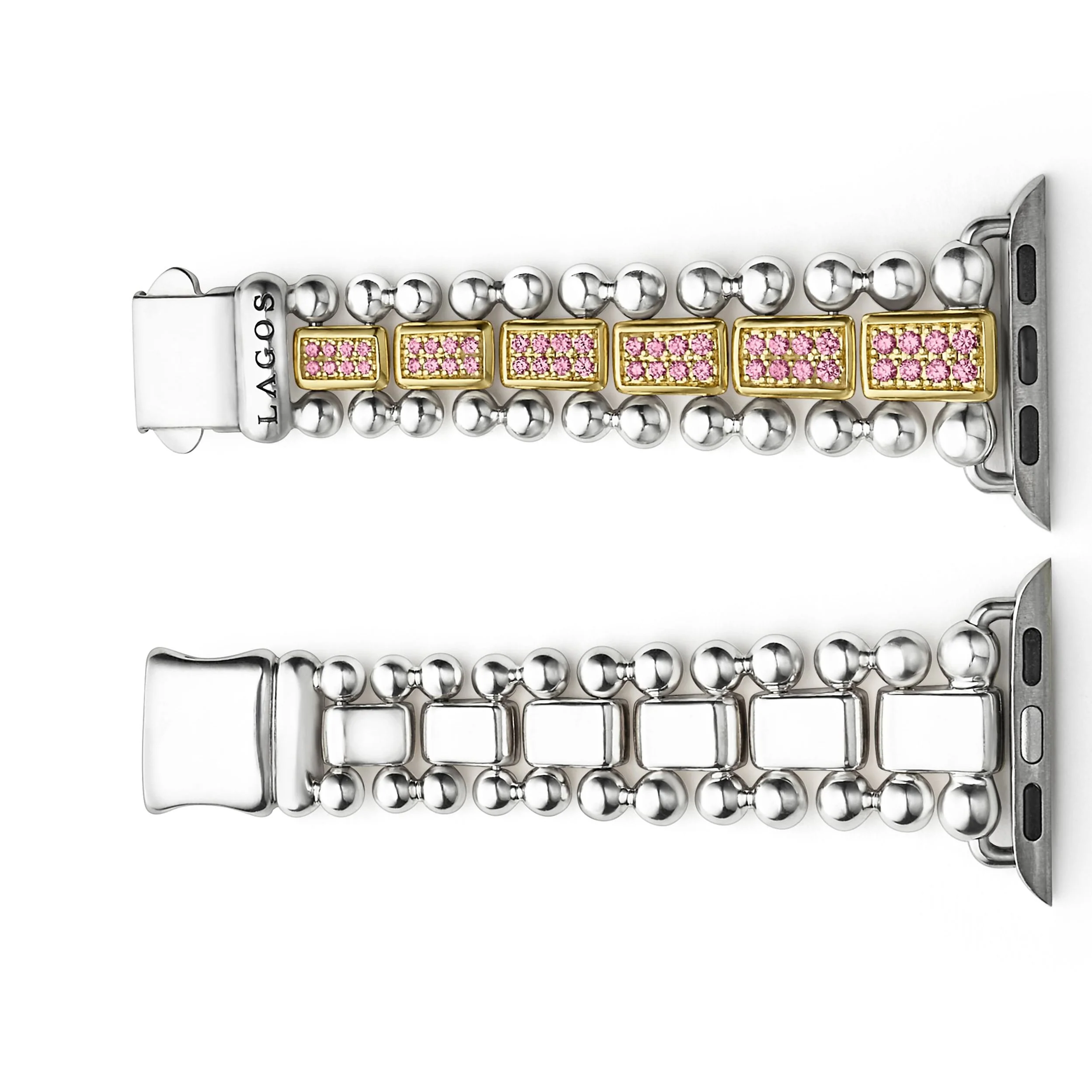 Smart Caviar 18K Gold and Sterling Silver Pink Sapphire Watch Bracelet-38-45mm - Image 6