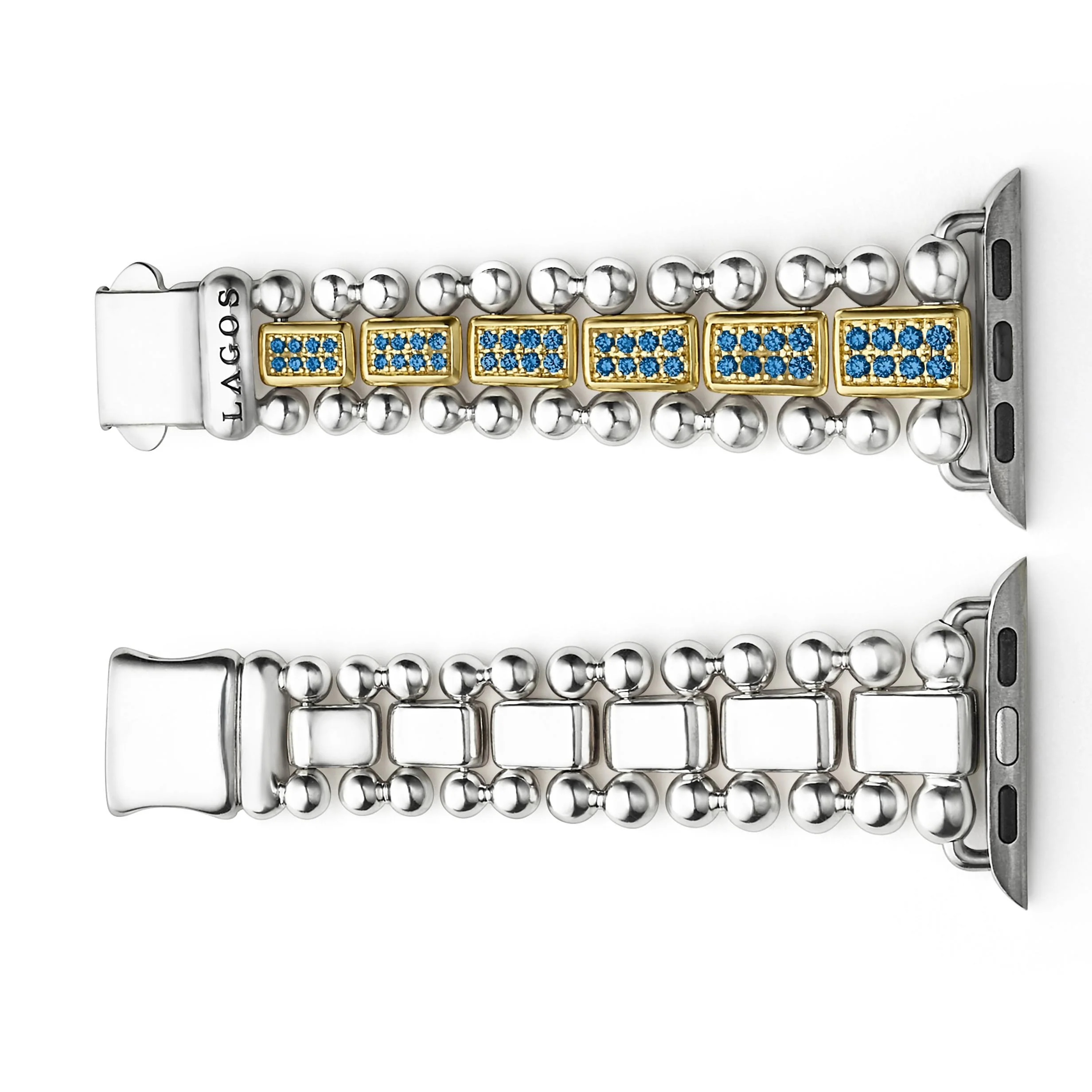 Smart Caviar 18K Gold and Sterling Silver Blue Sapphire Watch Bracelet-38-45mm - Image 6
