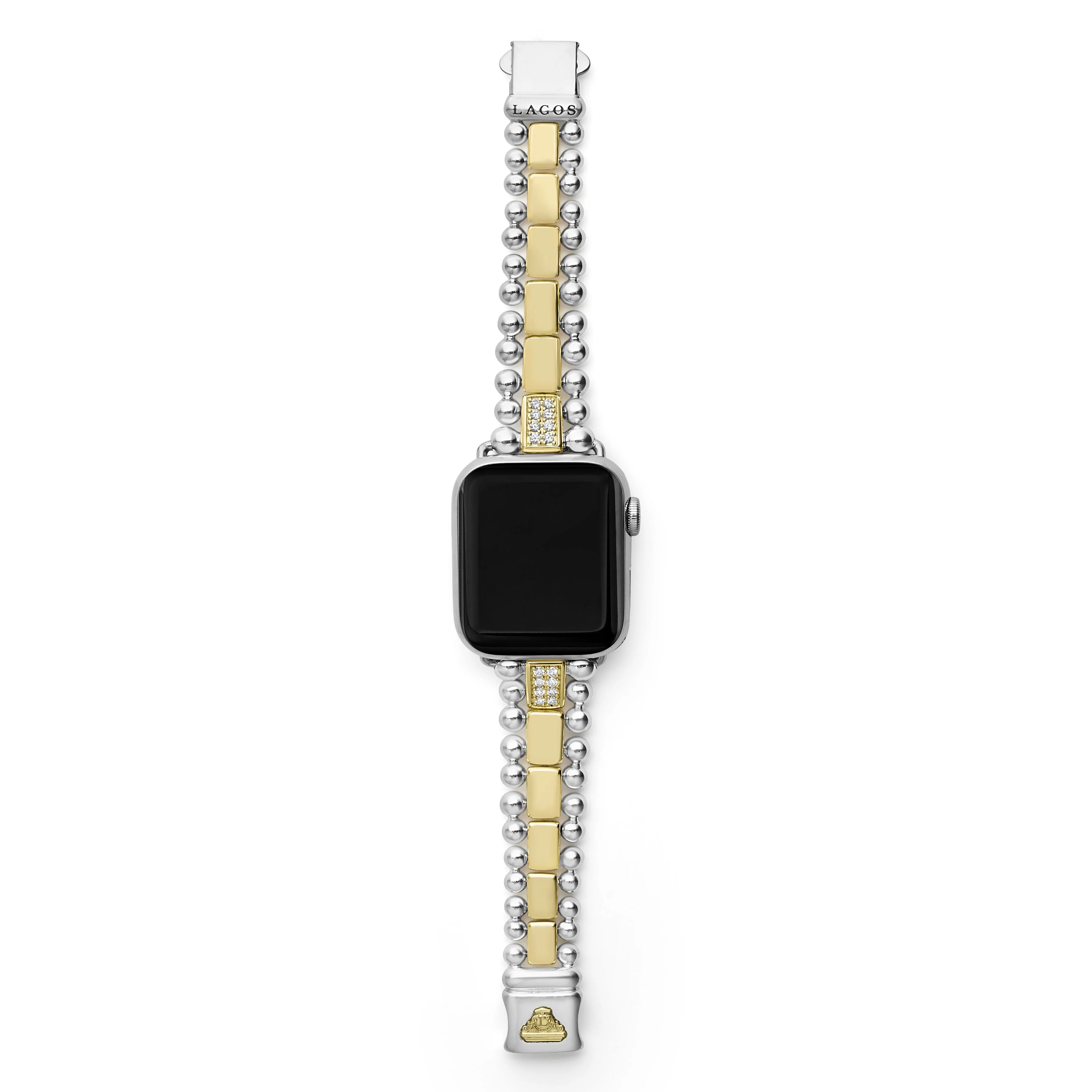 Smart Caviar 18K Gold and Sterling Silver Single Diamond Watch Bracelet-38-45mm - Image 3
