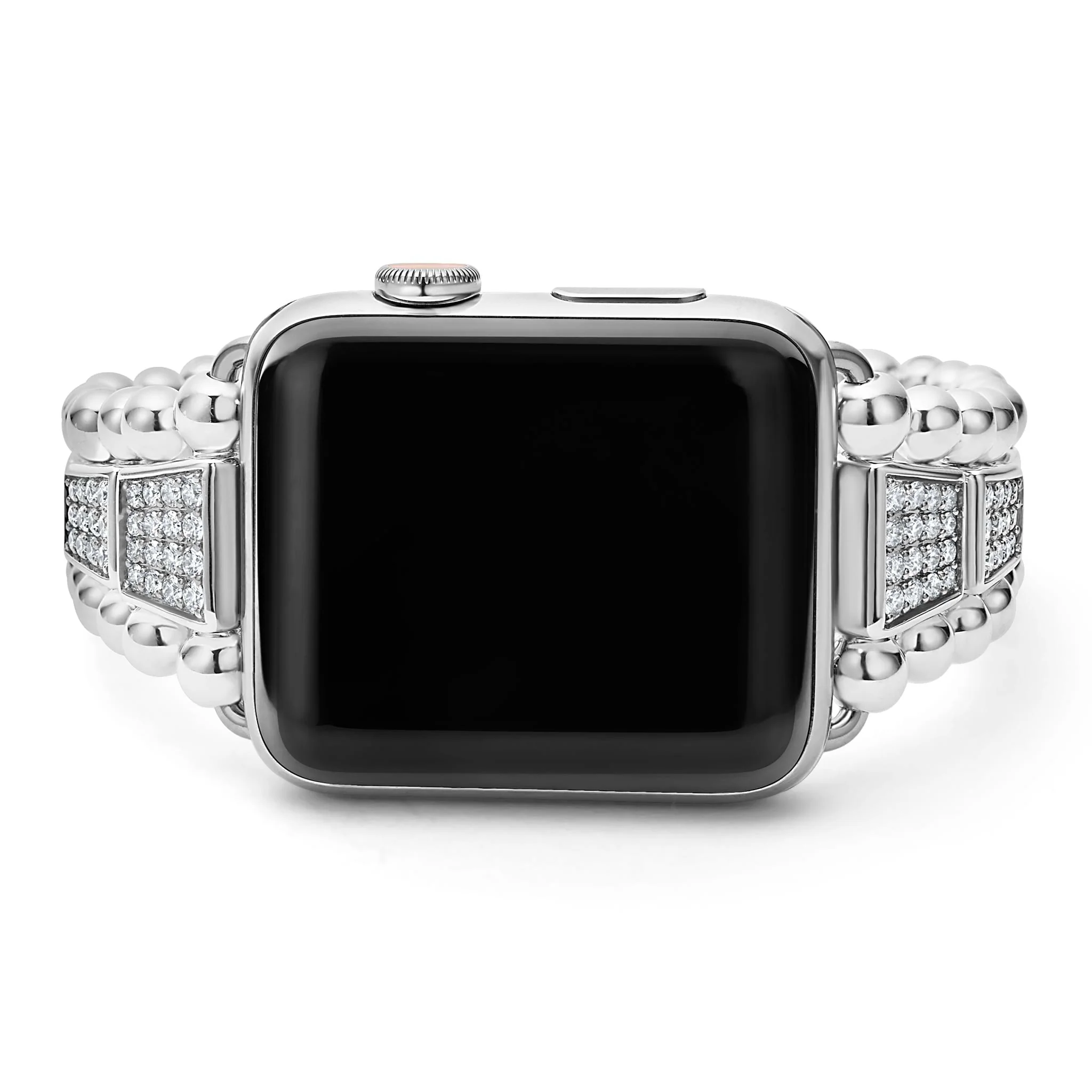 Smart Caviar Sterling Silver Half Diamond Watch Bracelet-42-49mm - Image 5