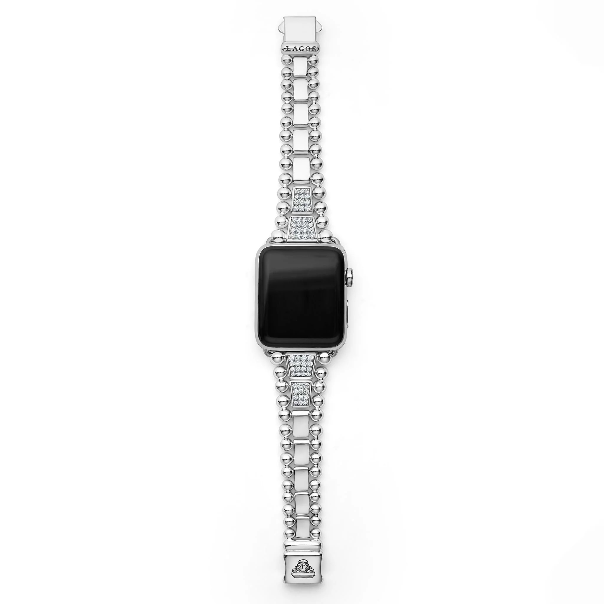 Smart Caviar Sterling Silver Half Diamond Watch Bracelet-42-49mm - Image 6