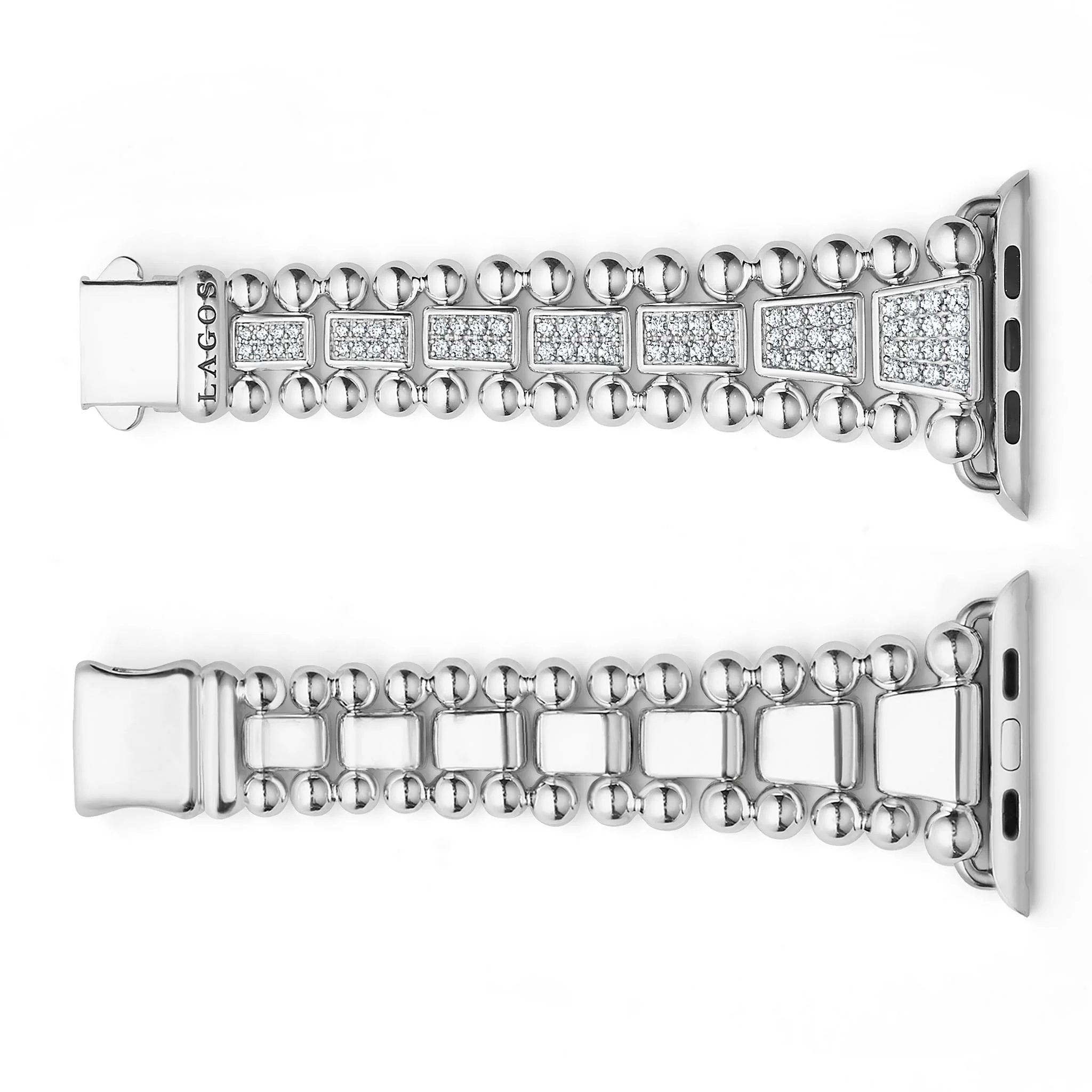 Smart Caviar Sterling Silver Full Diamond Watch Bracelet-42-49mm - Image 3