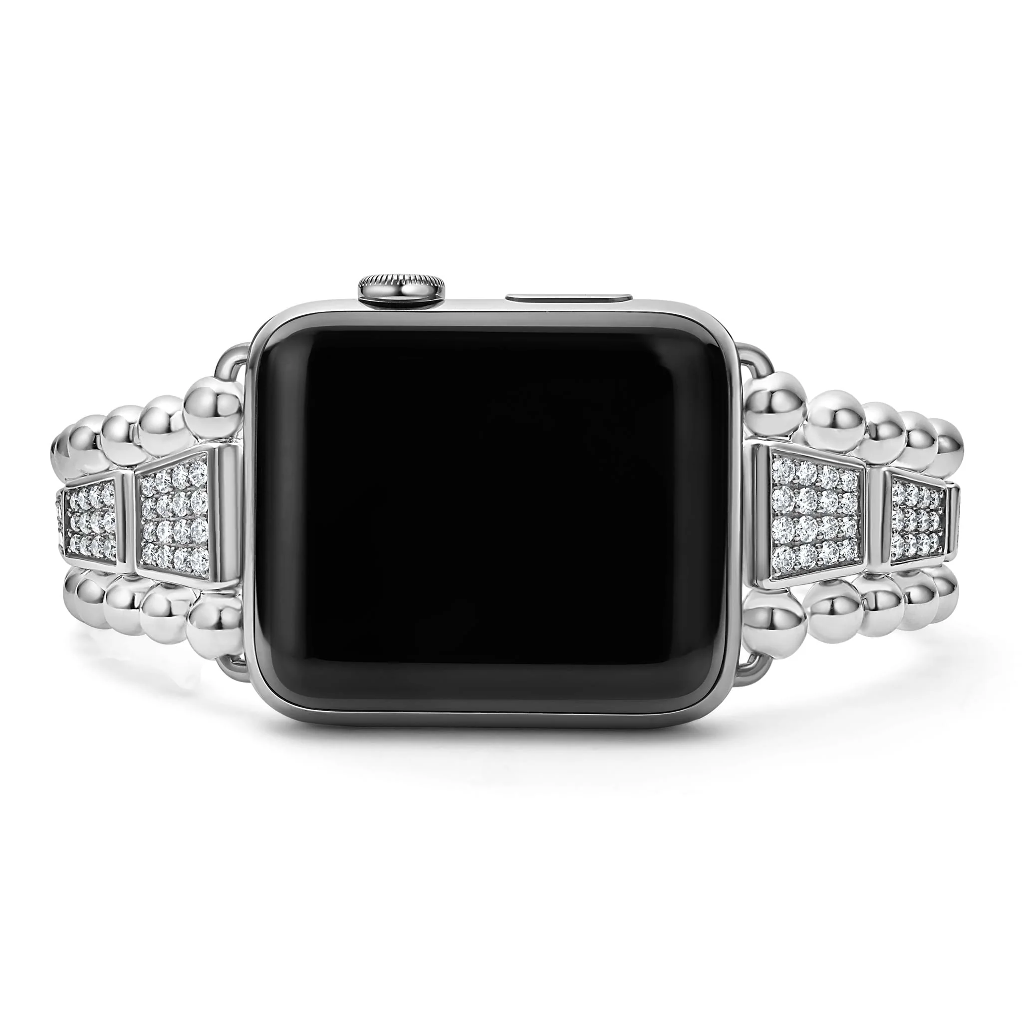 Smart Caviar Sterling Silver Full Diamond Watch Bracelet-42-49mm - Image 5