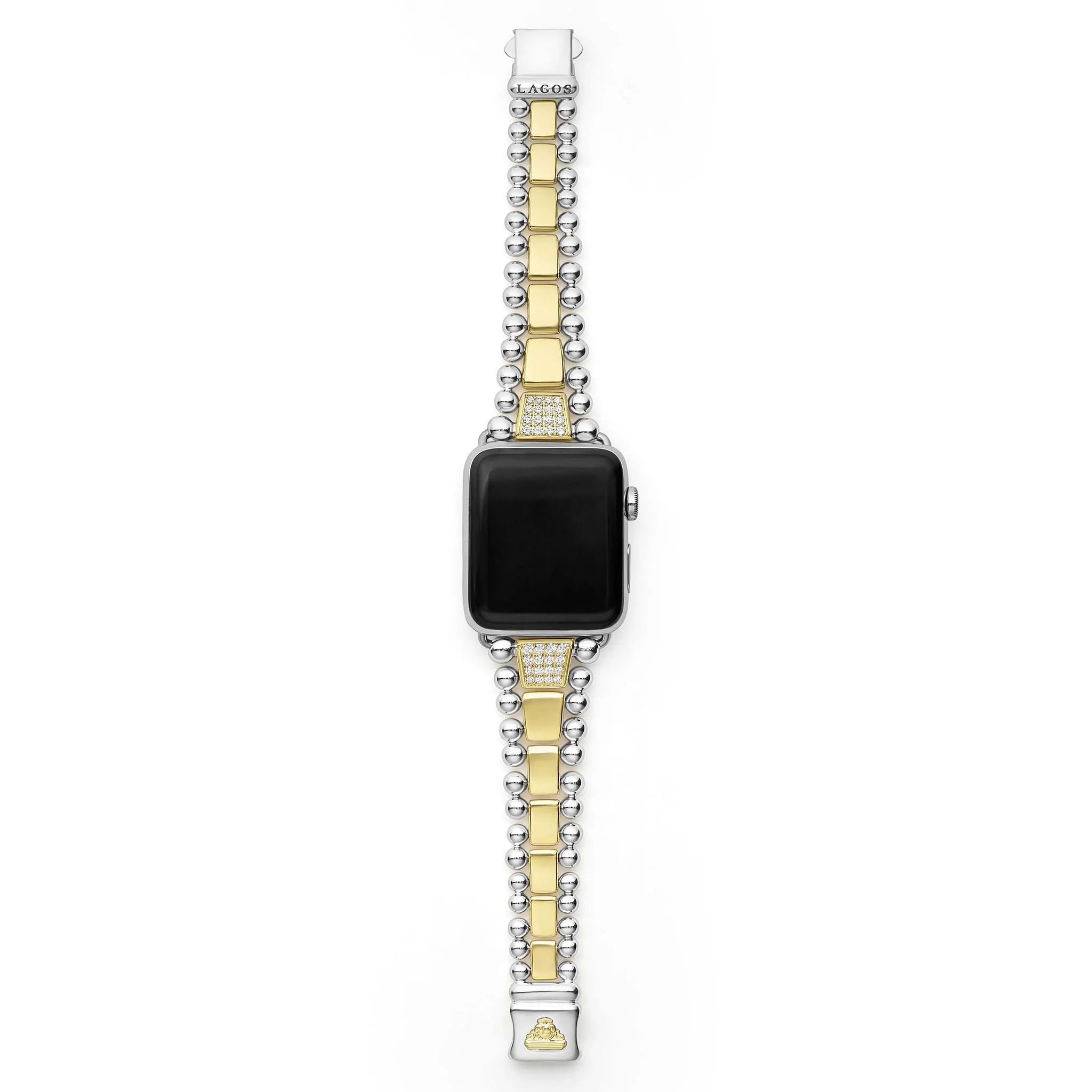 Smart Caviar 18K Gold and Sterling Silver Single Diamond Watch Bracelet-42-49mm - Image 6