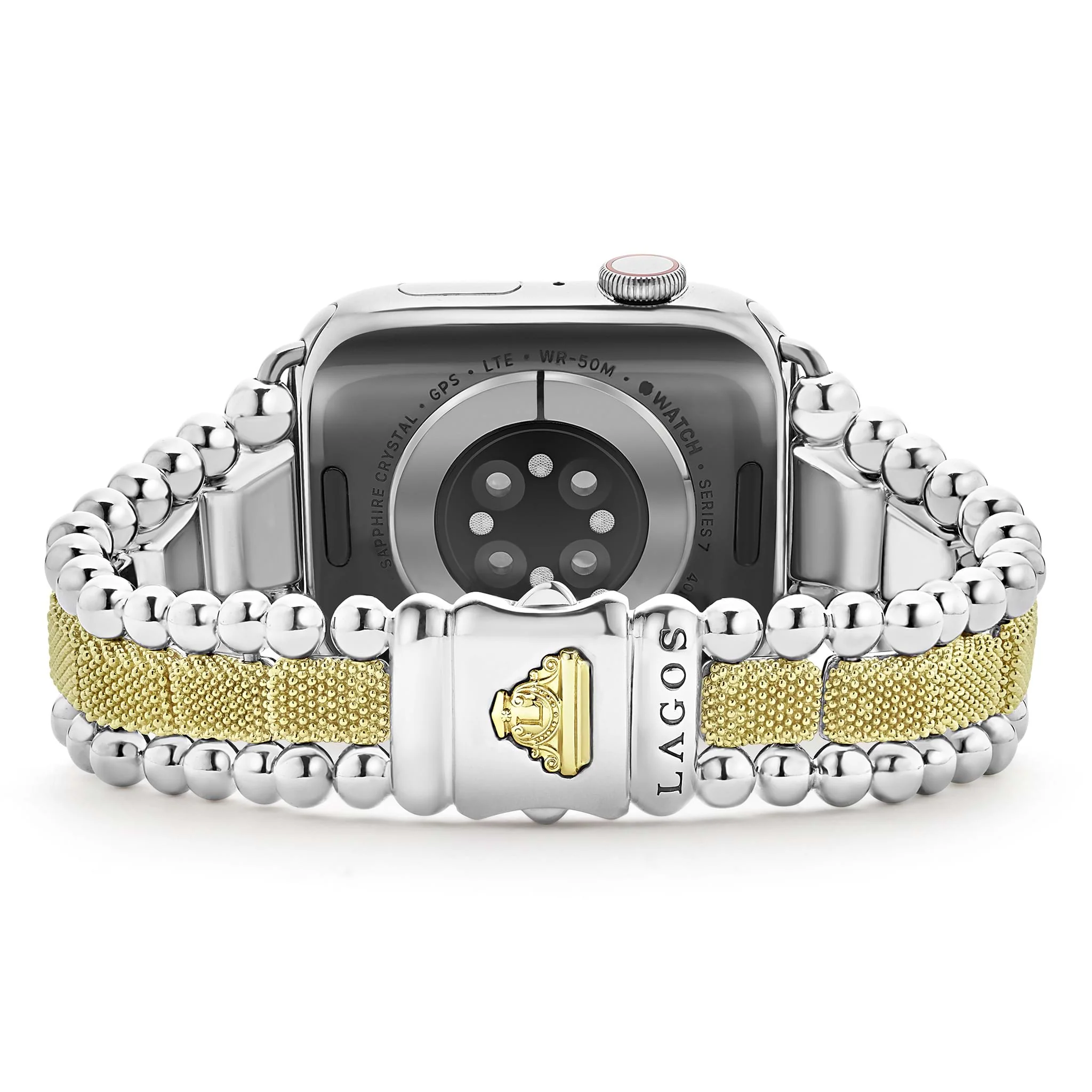 Smart Caviar 18K Gold and Sterling Silver Caviar Beaded Watch Bracelet-42-49mm - Image 5