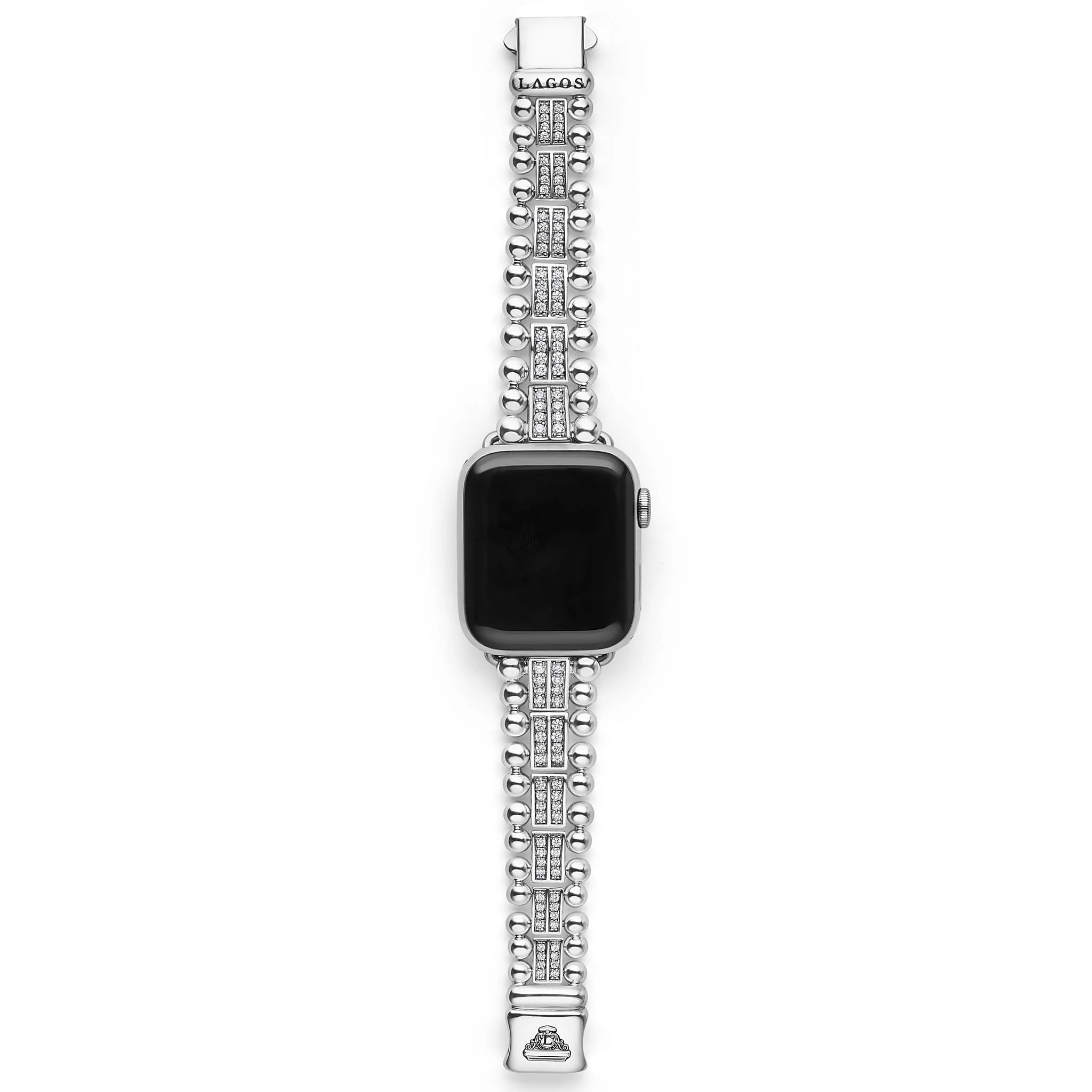 Smart Caviar Sterling Silver Two-Row Diamond Watch Bracelet - 38-45mm - Image 3