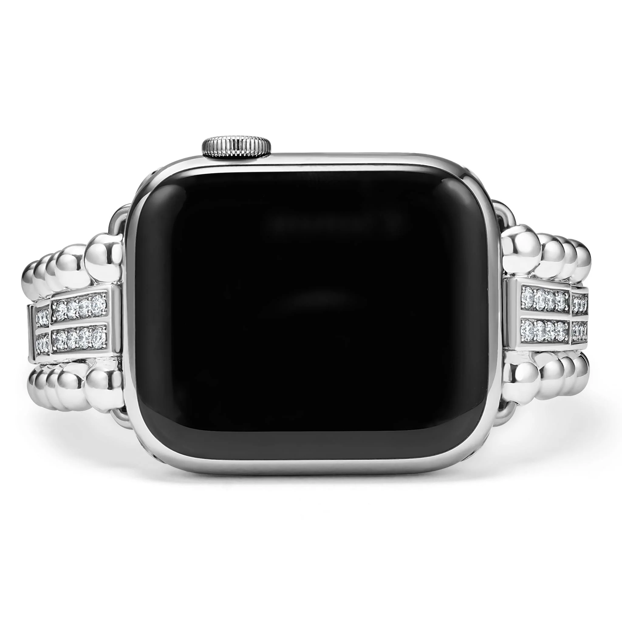 Smart Caviar Sterling Silver Two-Row Diamond Watch Bracelet - 38-45mm - Image 4