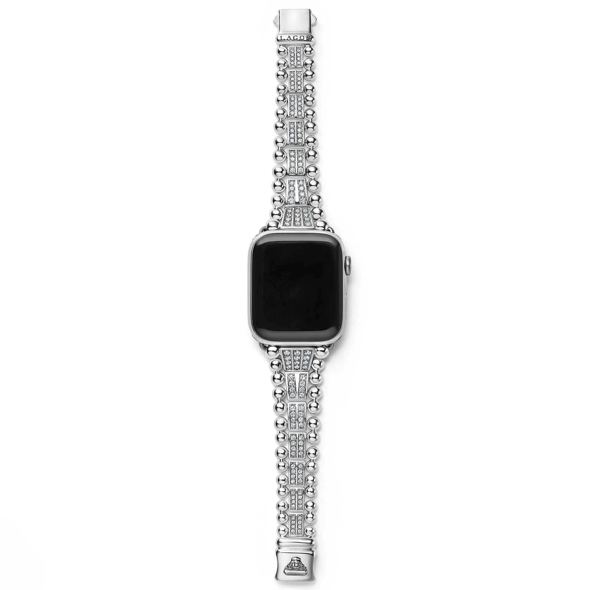 Smart Caviar Sterling Silver Two-Row Diamond Watch Bracelet - 42-49mm - Image 3