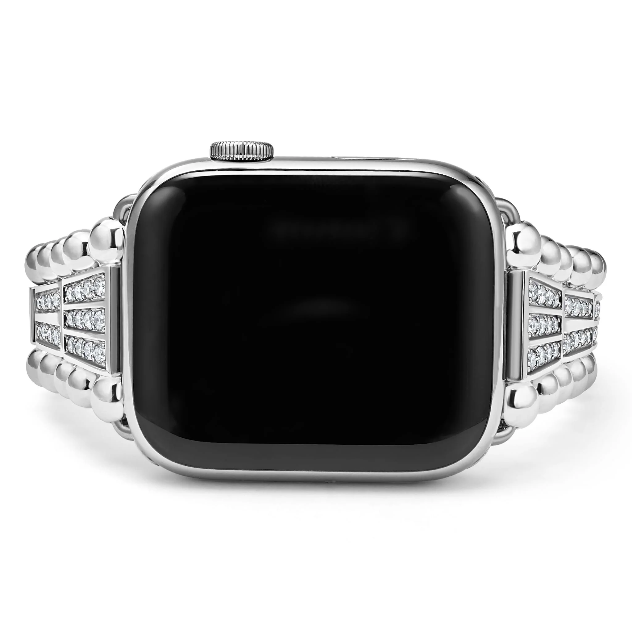 Smart Caviar Sterling Silver Two-Row Diamond Watch Bracelet - 42-49mm - Image 4