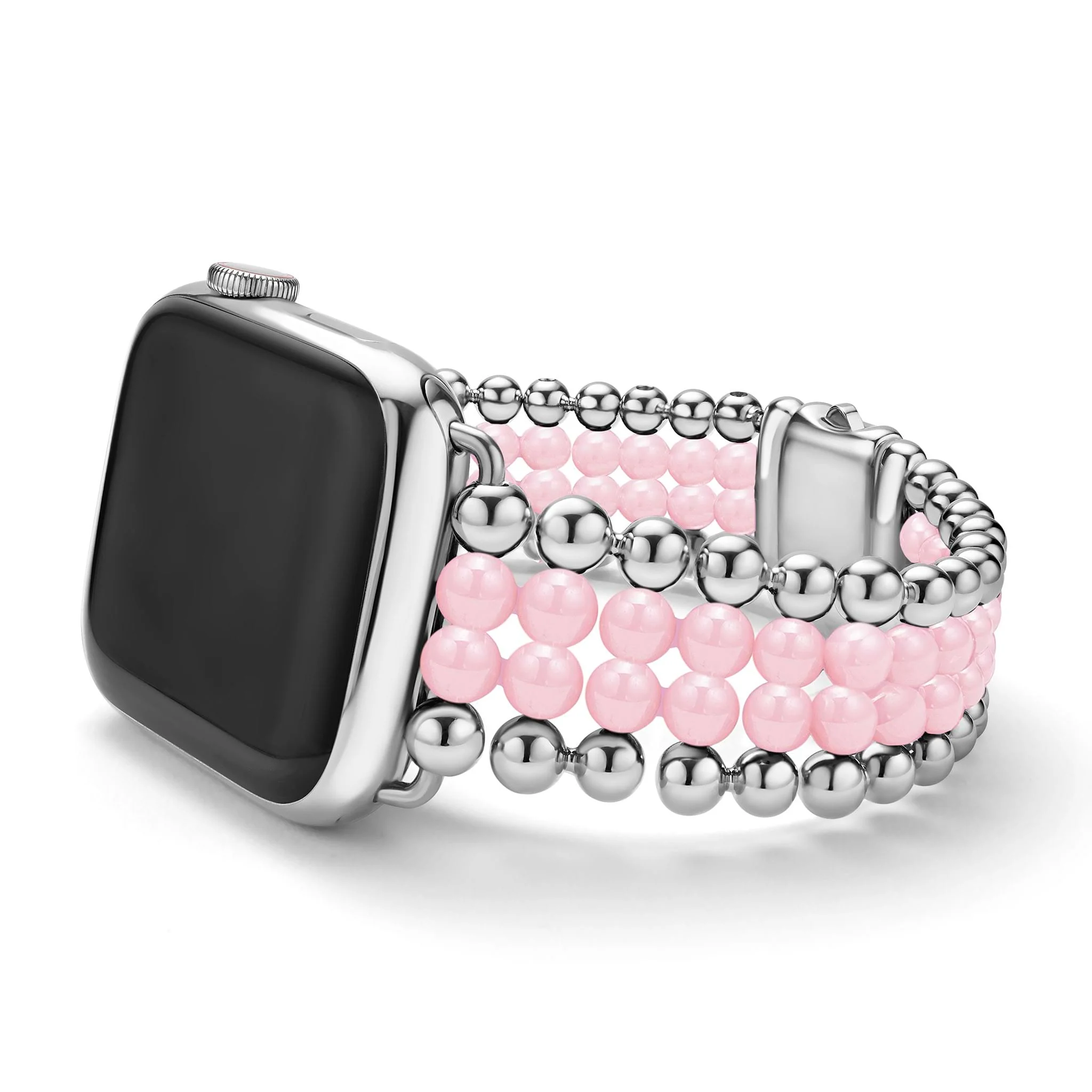 Smart Caviar Pink Ceramic and Stainless Steel Infinite Watch Bracelet 38-45mm